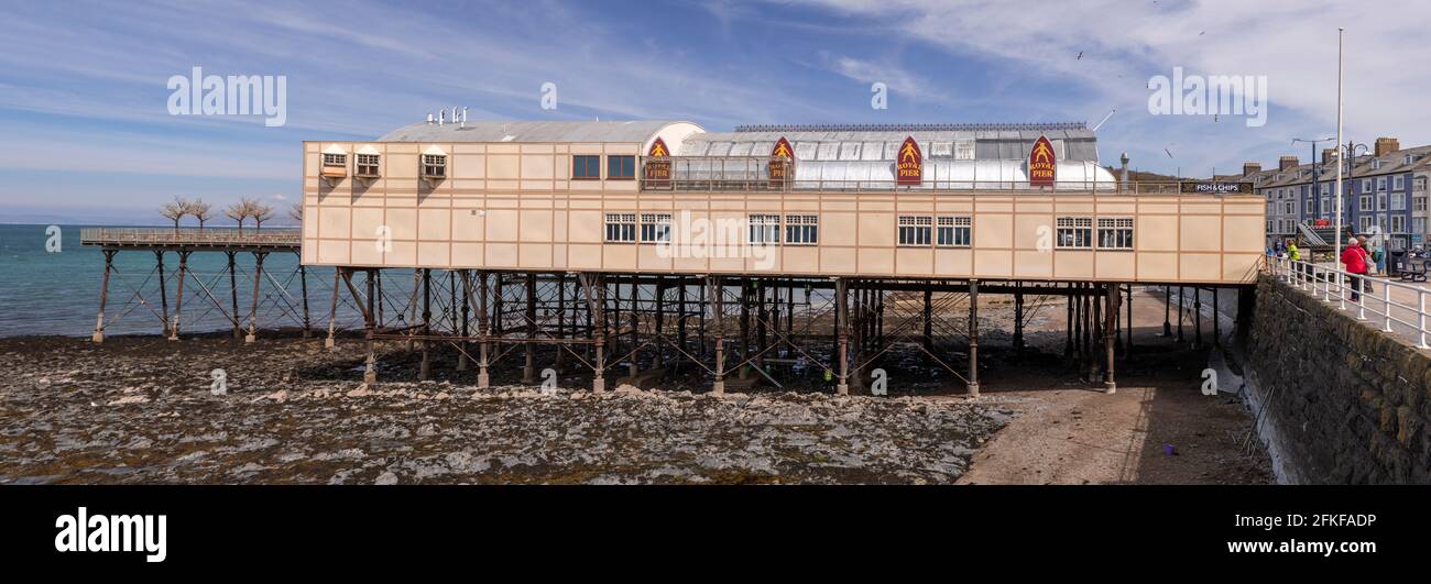 Panoramic view of Aberystwyth pier, Ceredigion, Wales Stock Photo