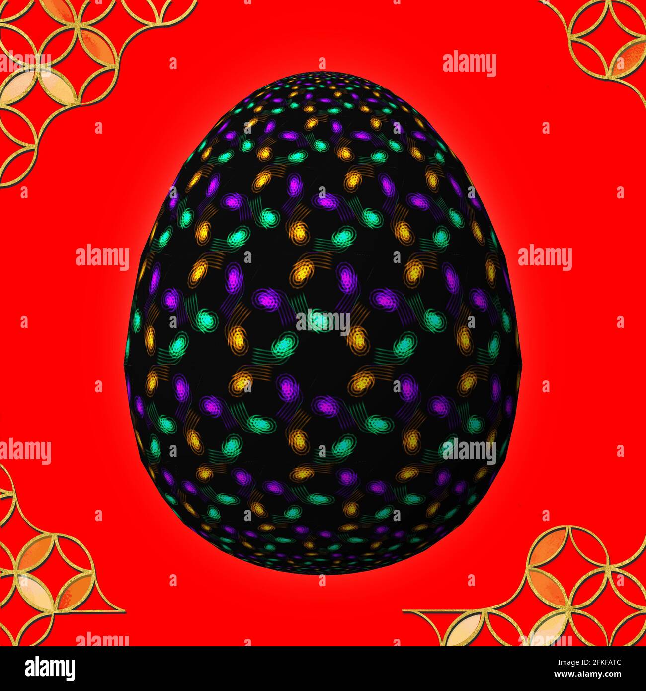 Happy Easter Artfully designed and colorful 3D easter egg 3D