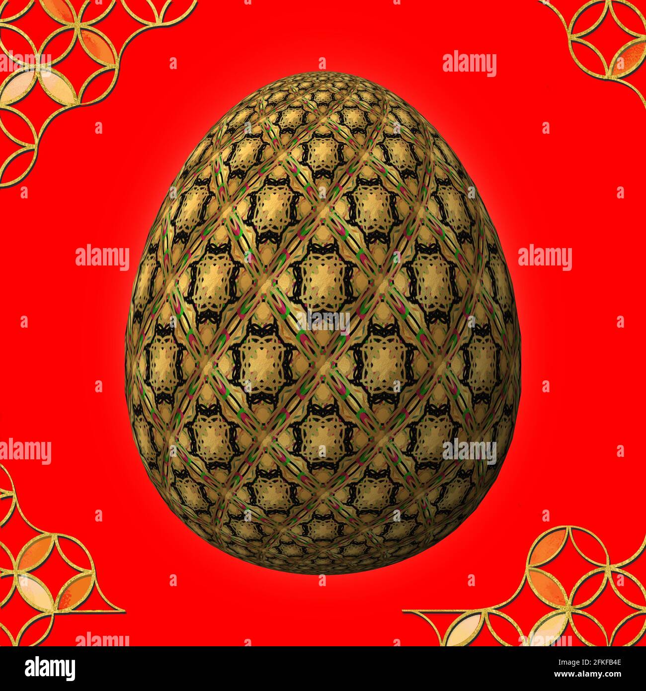 Happy Easter Artfully designed and colorful 3D easter egg 3D