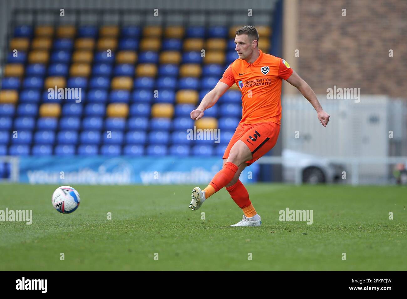 LONDON, UK. MAY 1ST Lee Brown of Portsmouth during the Sky Bet League 1 match between AFC Wimbledon and Portsmouth at the Kingsmeadow Stadium, Kingston on Saturday 1st May 2021. (Credit: Tom West | MI News) Credit: MI News & Sport /Alamy Live News Stock Photo