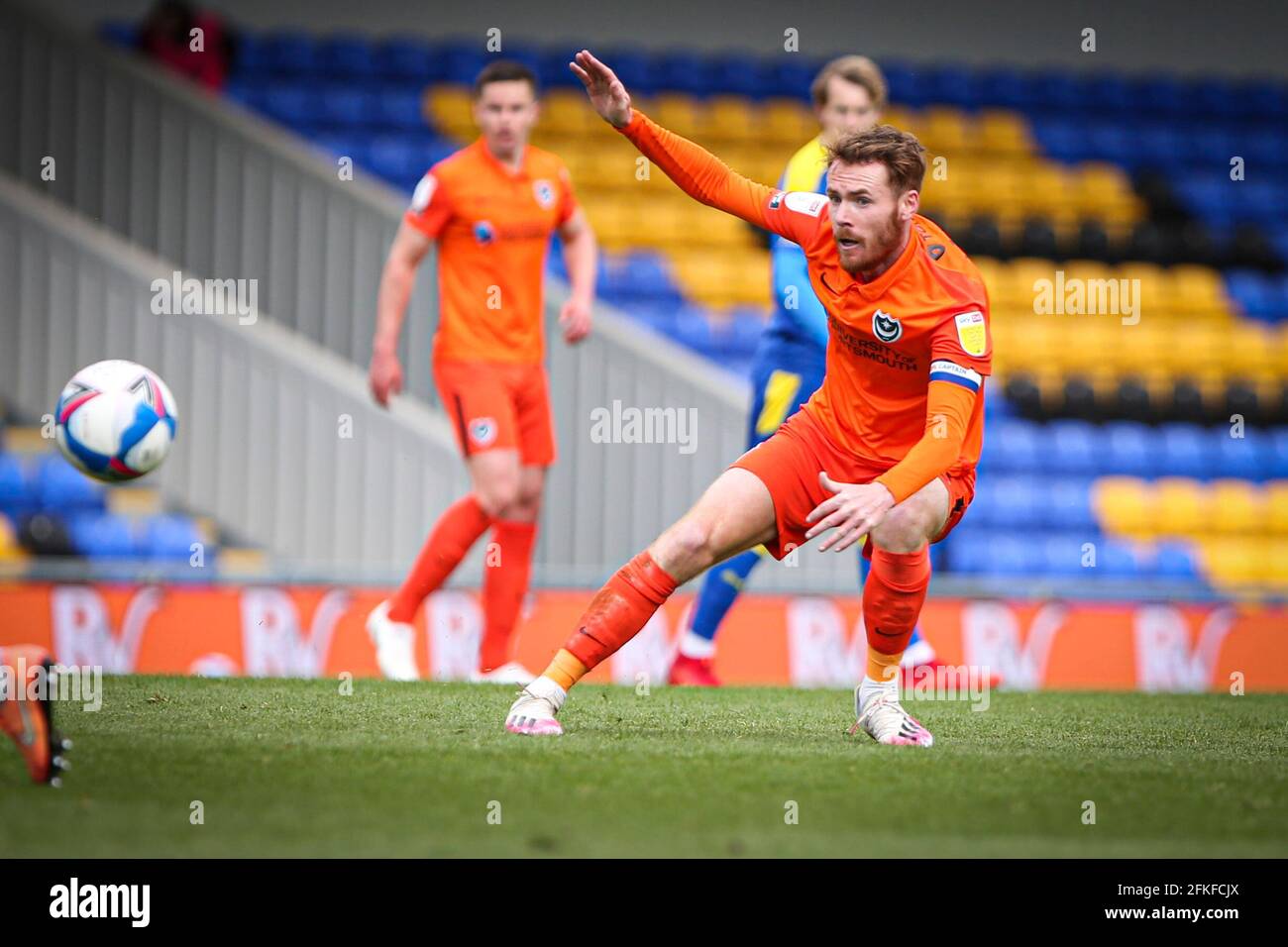 LONDON, UK. MAY 1ST Tom Naylor of Portsmouth during the Sky Bet League 1 match between AFC Wimbledon and Portsmouth at the Kingsmeadow Stadium, Kingston on Saturday 1st May 2021. (Credit: Tom West | MI News) Credit: MI News & Sport /Alamy Live News Stock Photo