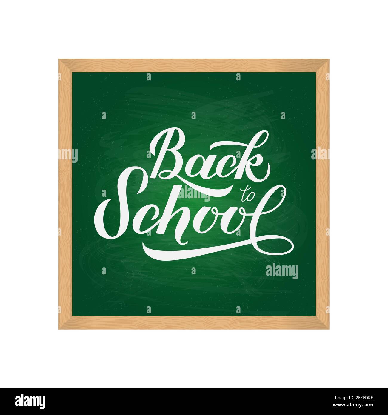 Green school board with wooden frame isolated on white. Back to school ...