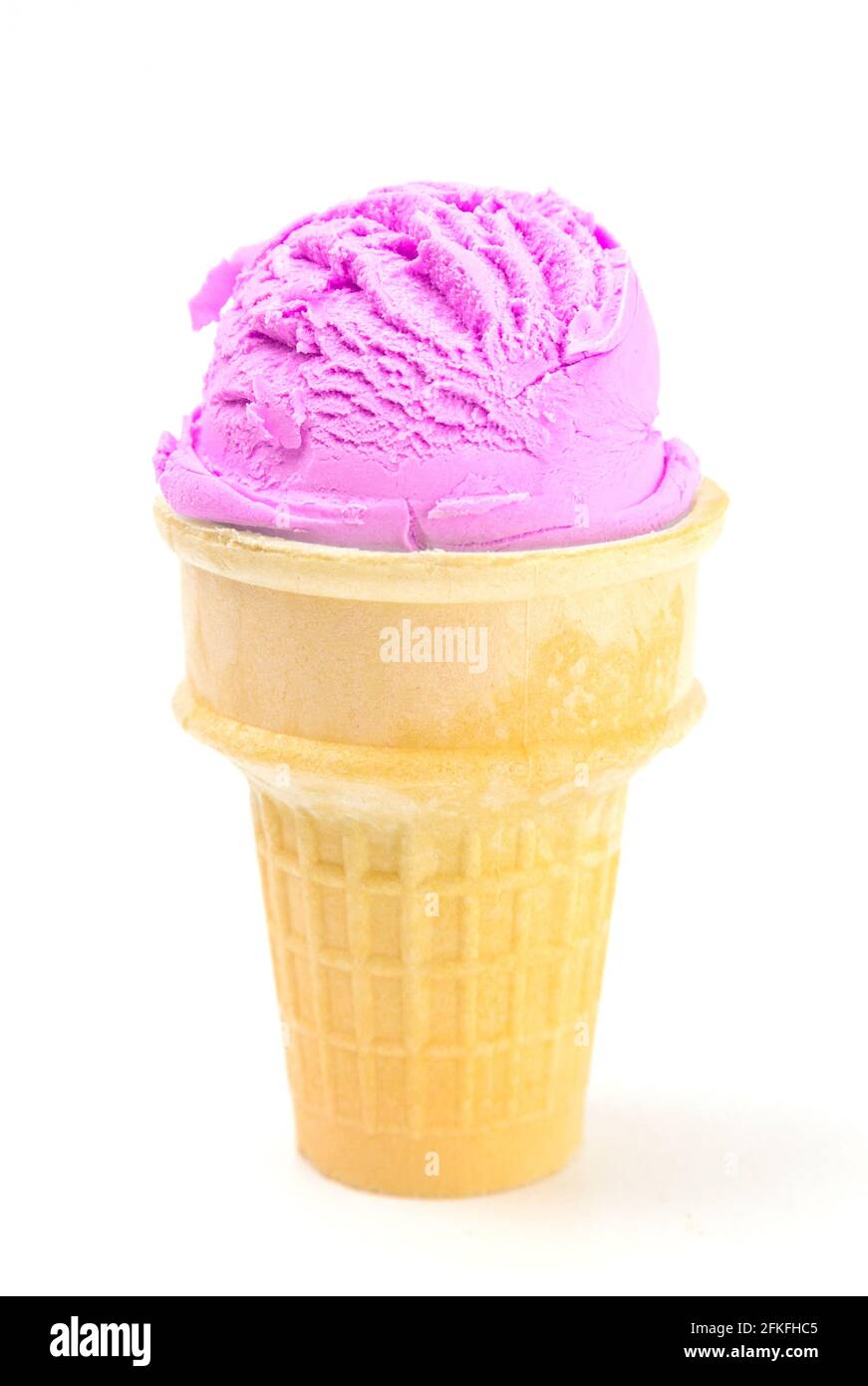 Single Scoop of Pink Ice Cream Cone on a White Background Stock Photo ...