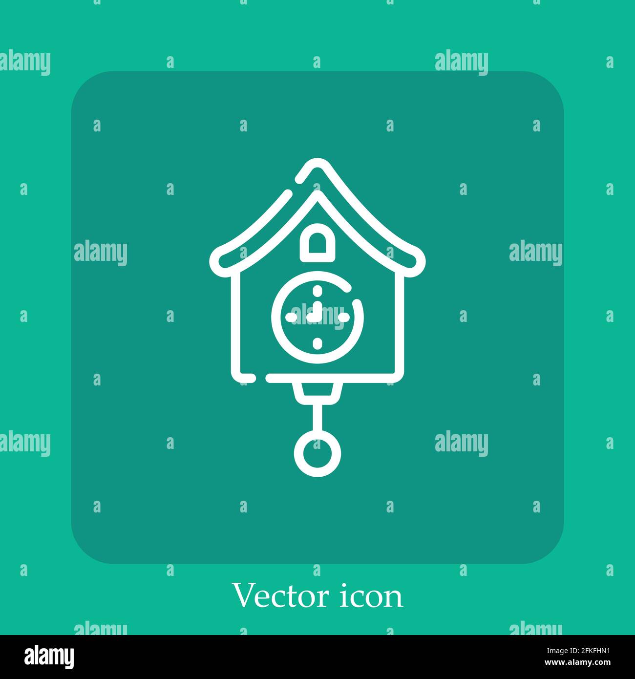 cuckoo clock vector icon linear icon.Line with Editable stroke Stock Vector