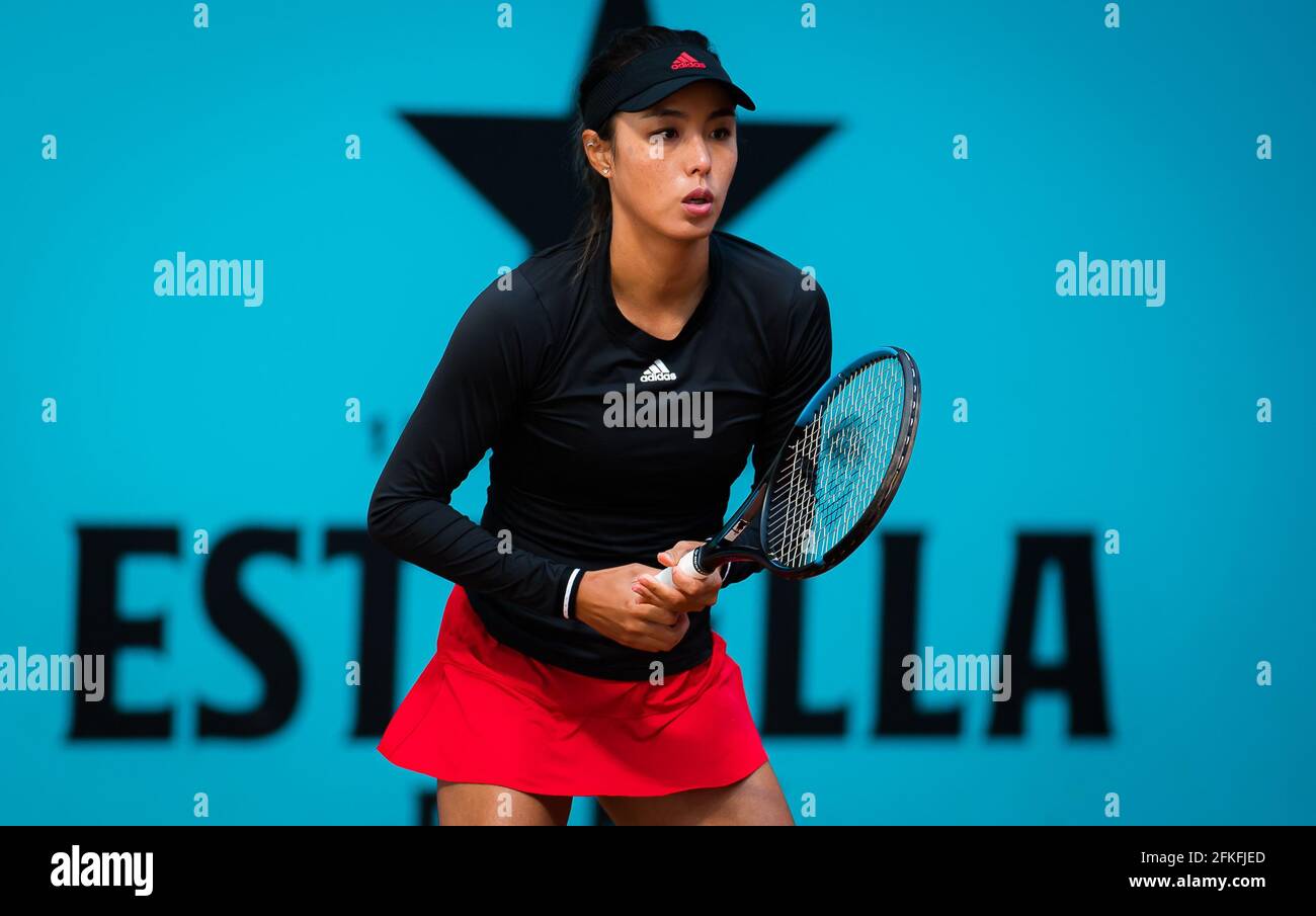 Qiang Wang of China in action during the first round of the Mutua Madrid Open 2021, Masters 1000 tennis tournament on April 30, 2021 at La Caja Magica in Madrid, Spain - Photo Rob Prange / Spain DPPI / DPPI / LiveMedia Stock Photo