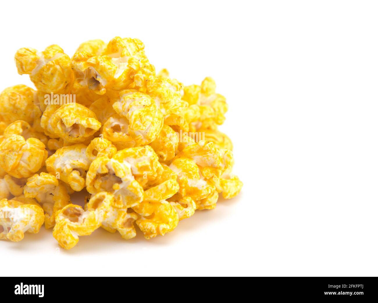 Flavored Cheese Popcorn on a White Background Stock Photo