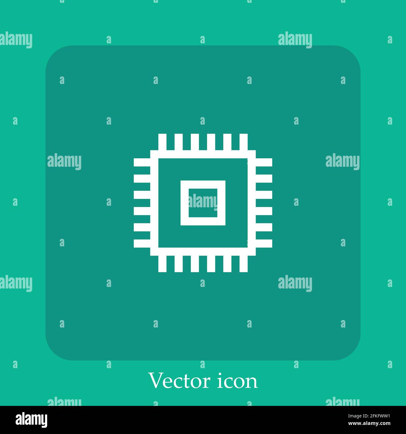 cpu vector icon linear icon.Line with Editable stroke Stock Vector