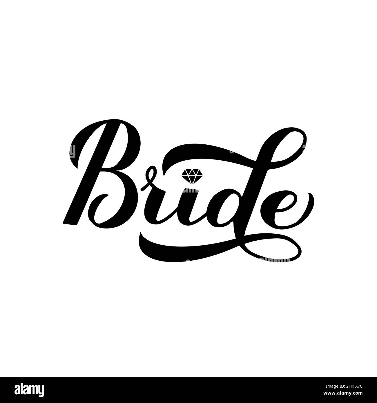 Bride calligraphy hand lettering isolated on white. Perfect for In Bridal Shower Banner Template