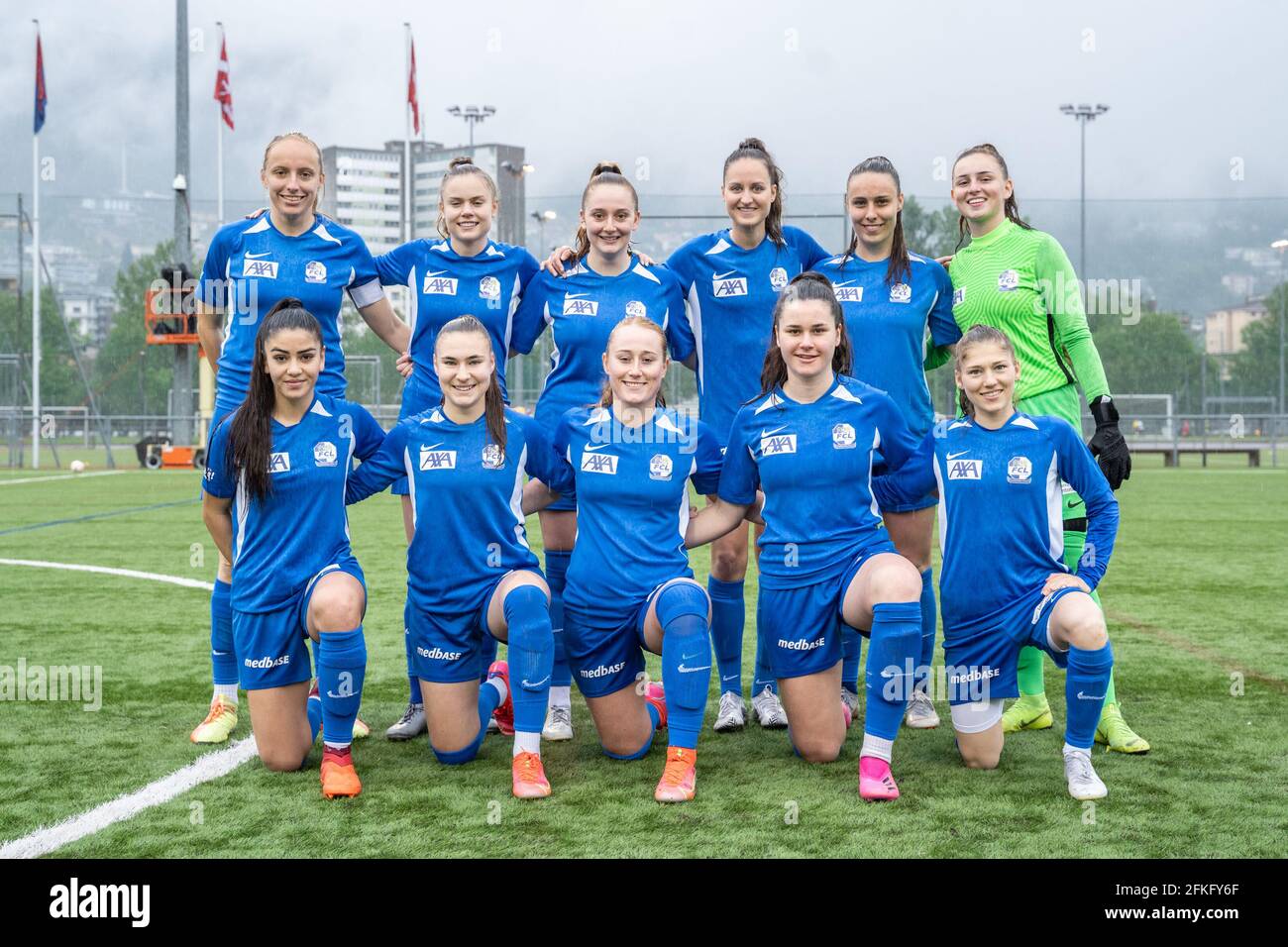 Lugano, Switzerland. 01st May, 2021. May 1st, 2021, Lugano, Stadio Comunale  Cornaredo, AXA Women's Super League: FC Lugano Femminile - FC Luzern, FC  Lugano players let the fans celebrate. In the picture