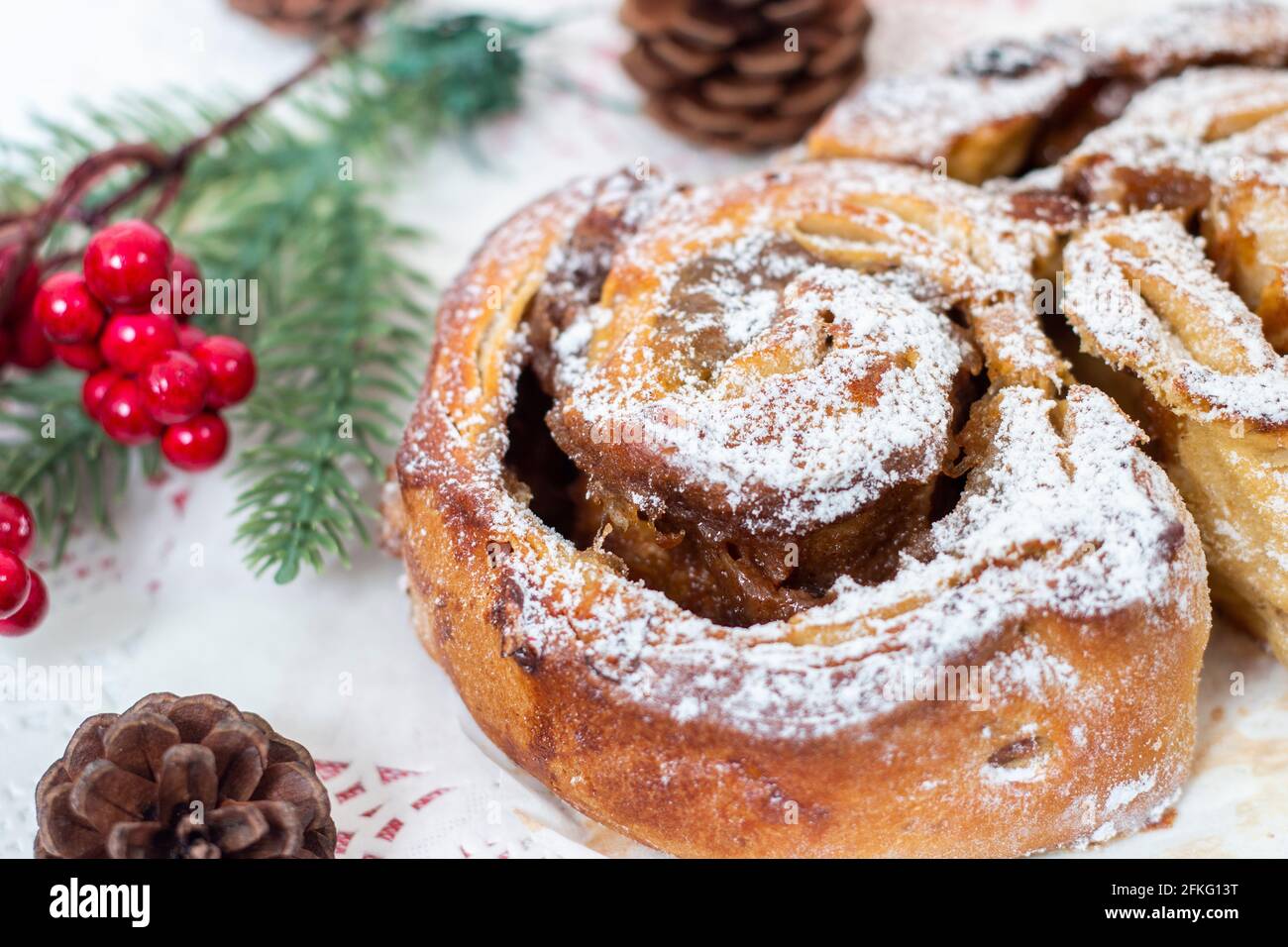 Typical Christmas King cake escangalhado served in Christmas season on