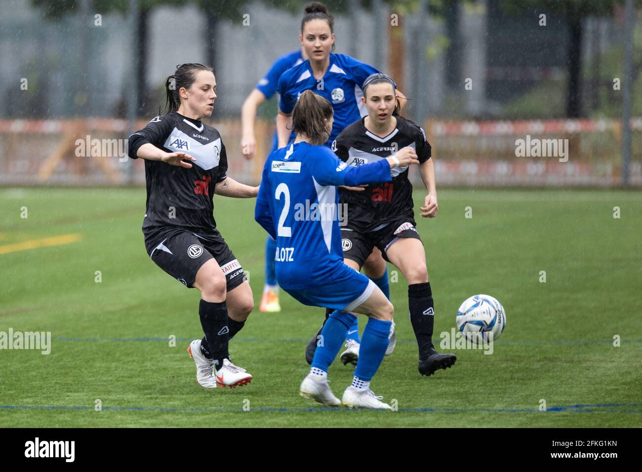 Lugano, Switzerland. 01st May, 2021. May 1st, 2021, Lugano, Stadio Comunale  Cornaredo, AXA Women's Super League: FC Lugano Femminile - FC Luzern, FC  Lugano players let the fans celebrate. In the picture from left: Erika  Vigano, Mathilda Andreoli