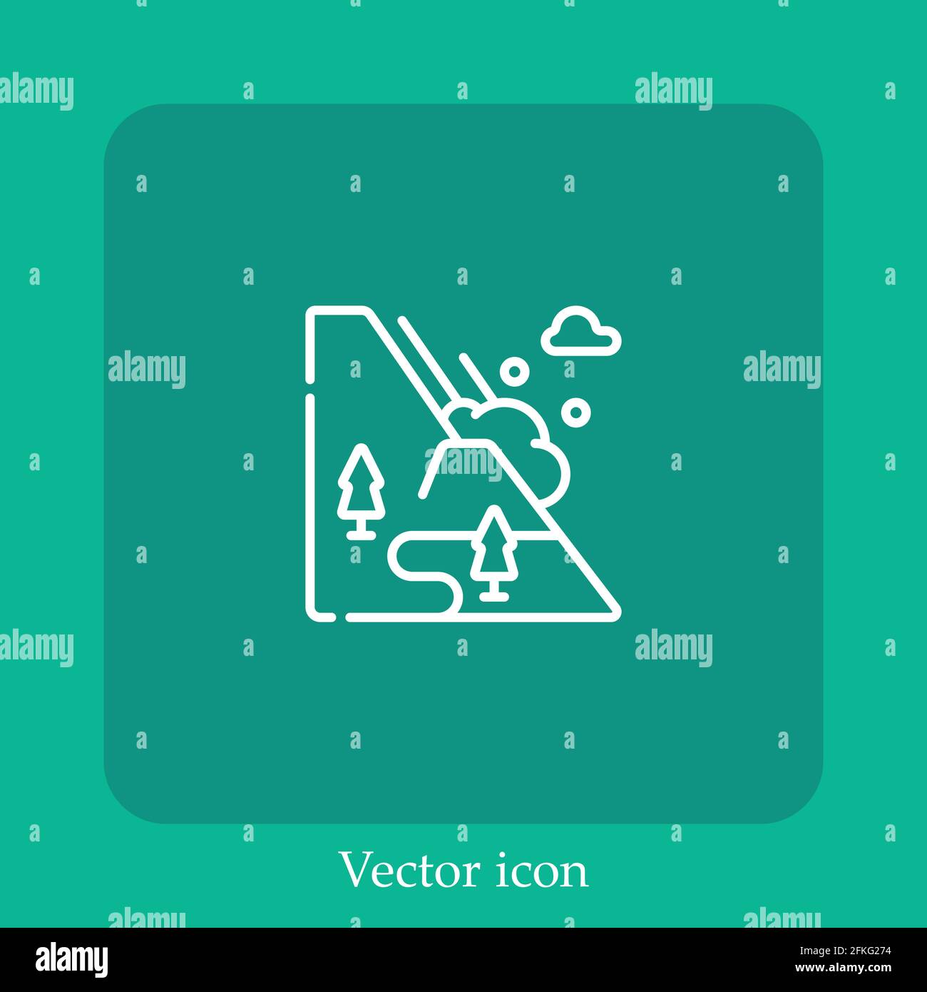 snow avalanche vector icon linear icon.Line with Editable stroke Stock Vector