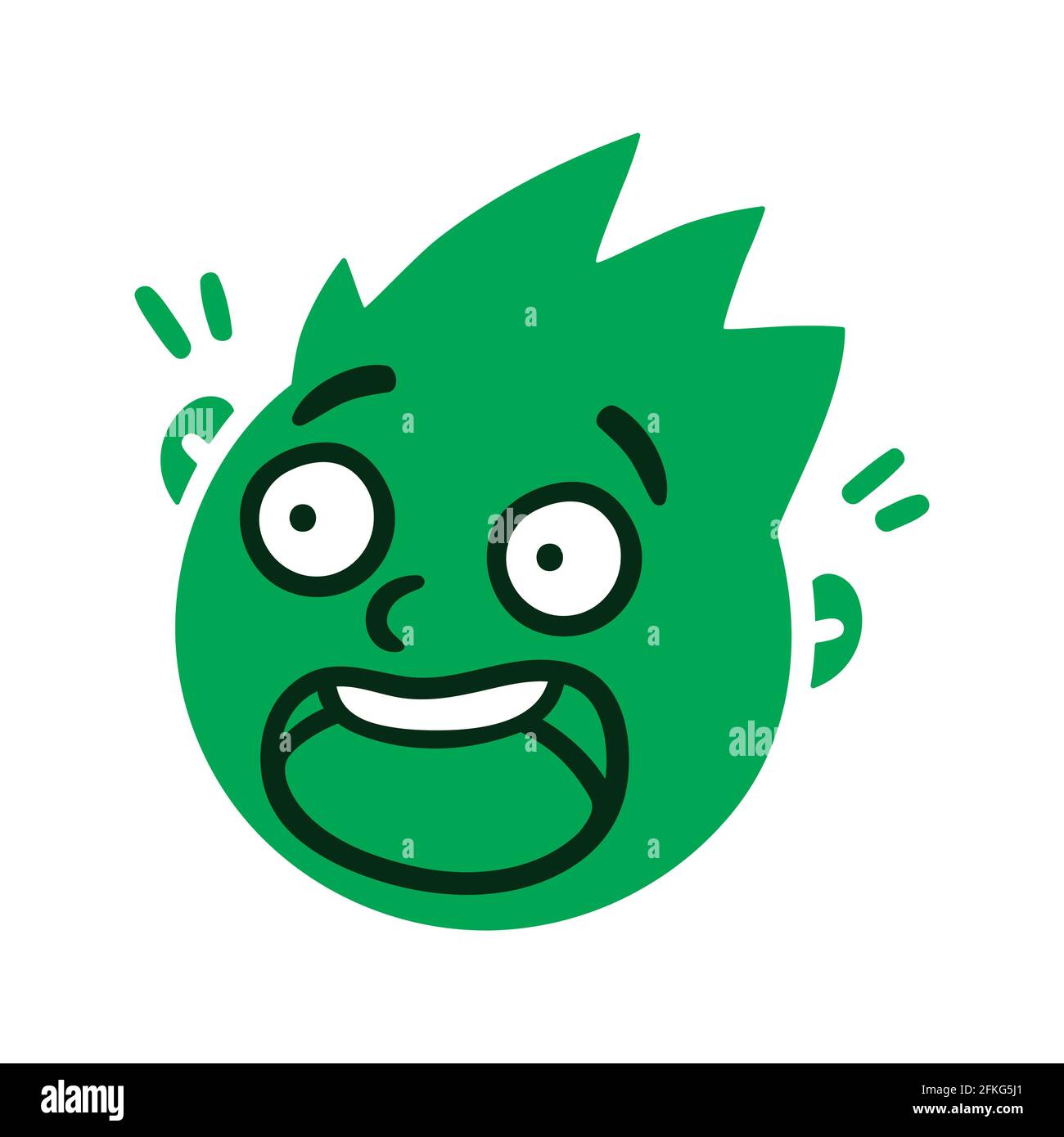 Round abstract face with frightened emotions. Scared emoji avatar. Portrait of a panicked man. Cartoon style. Flat design vector illustration. Stock Vector