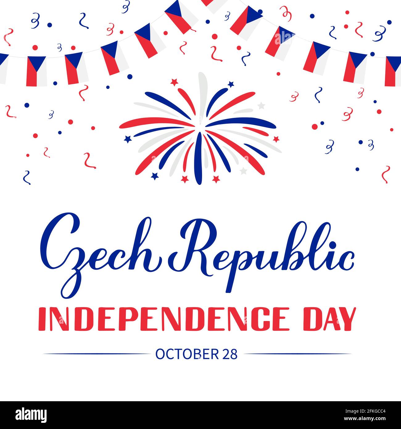 Czech Republic Independence Day calligraphy hand lettering with flags