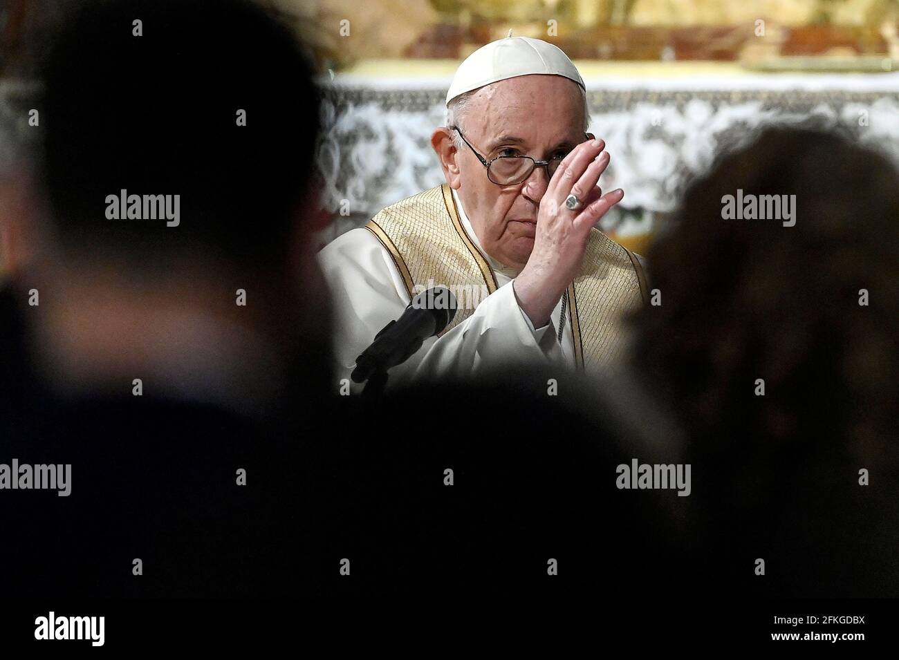 Pope Francis leads a rosary prayer for the beginning of the month of May, a  month of daily rosaries prayed at Catholic shrines around the world for the  end of coronavirus disease (
