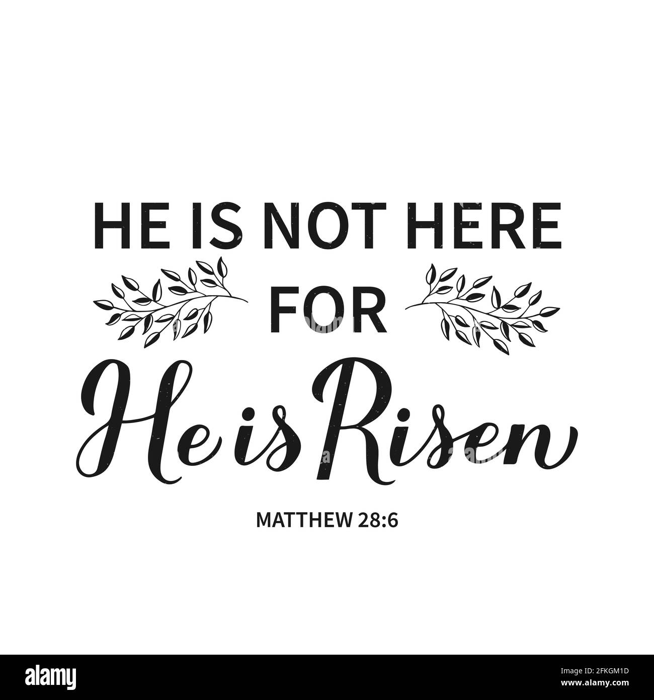 He is risen calligraphy hand lettering. Bible Quote Matthew 28 6