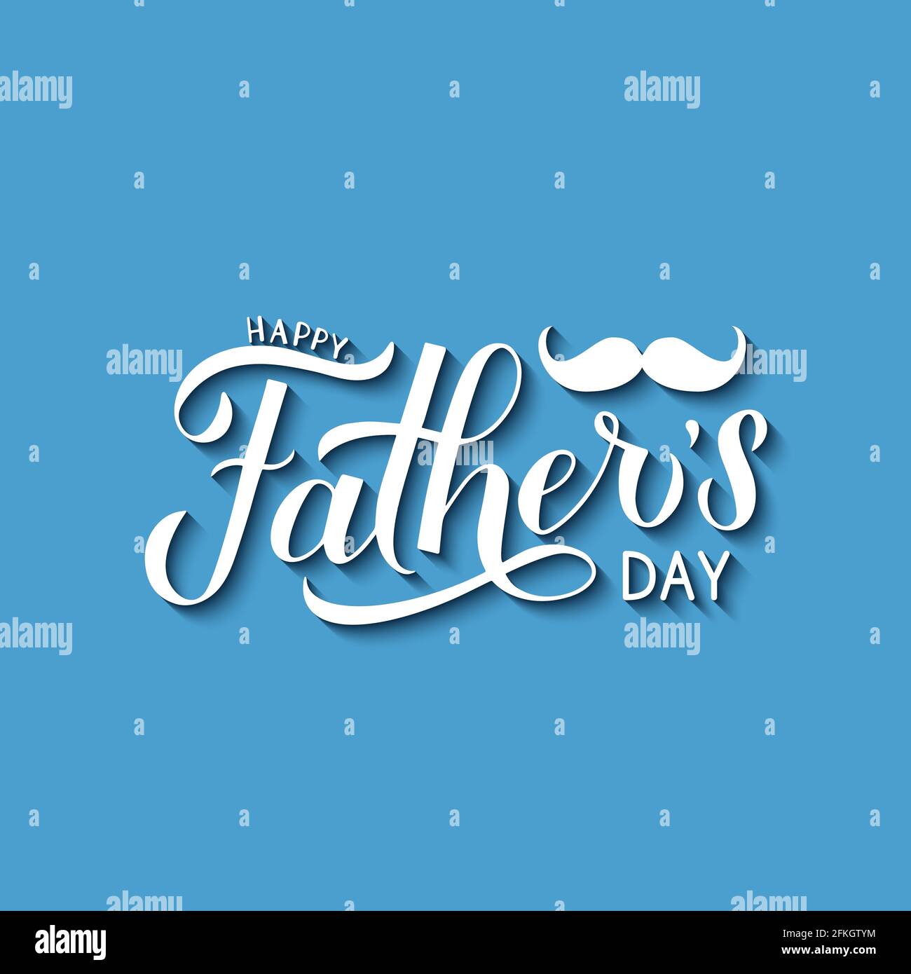 Happy Father s Day modern calligraphy hand lettering with mustache on ...