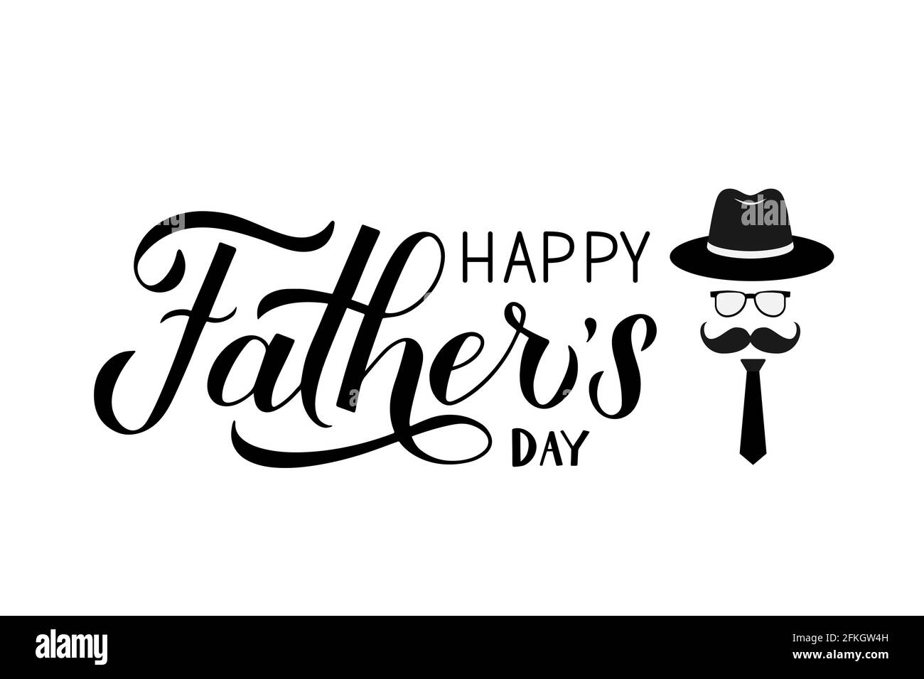 Happy Father s Day calligraphy hand lettering with hat, mustache ...