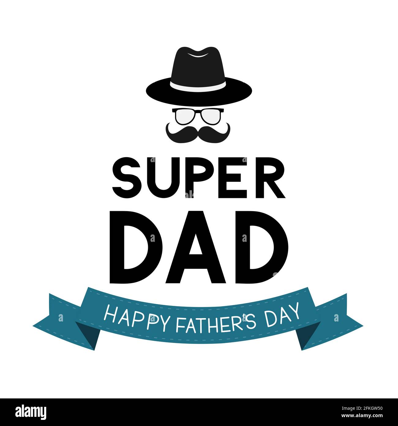 Father Day. Happy Father S Day. Dad with Hat, Mustache and Glasses