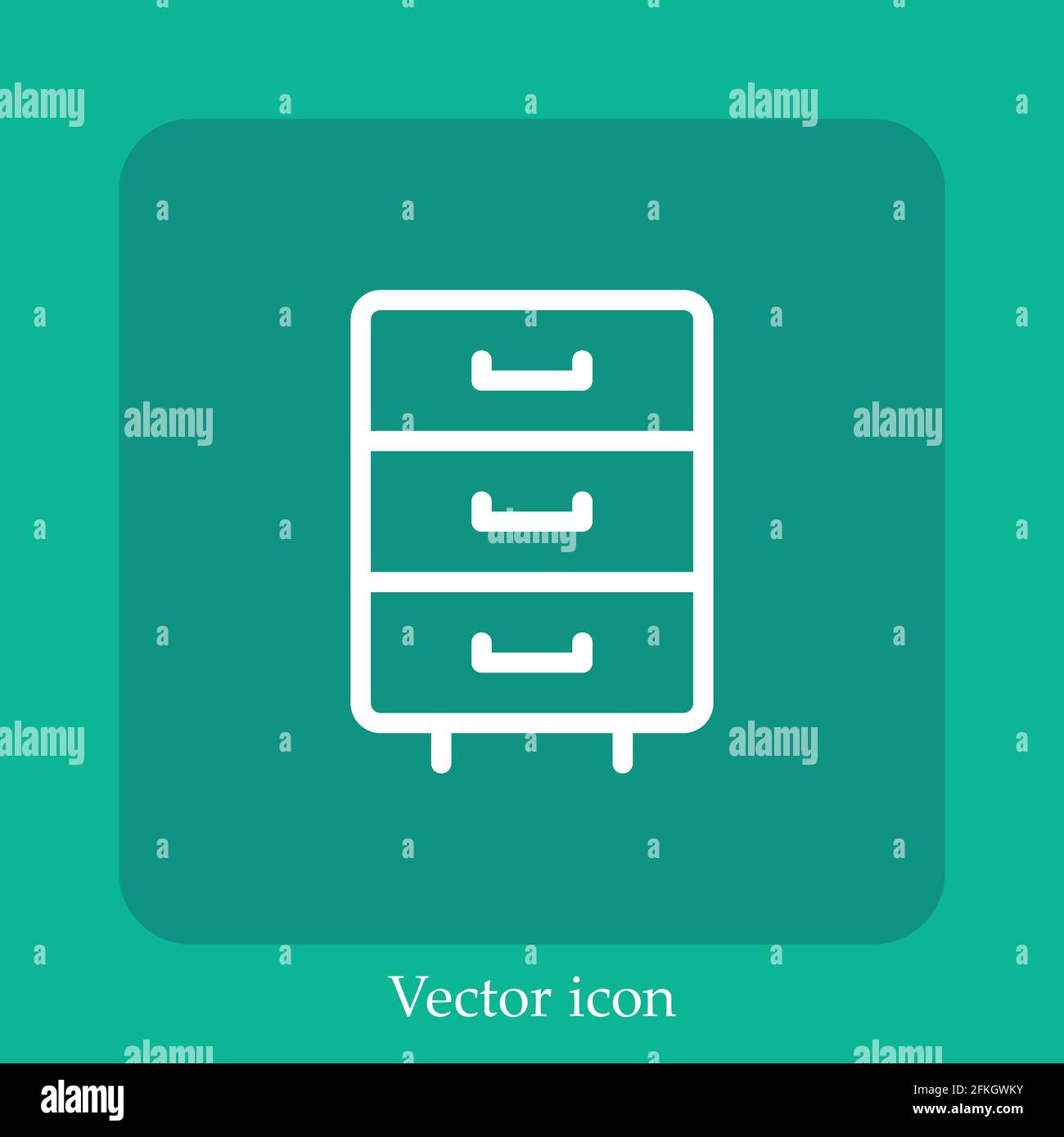 file cabinet vector icon linear icon.Line with Editable stroke Stock Vector