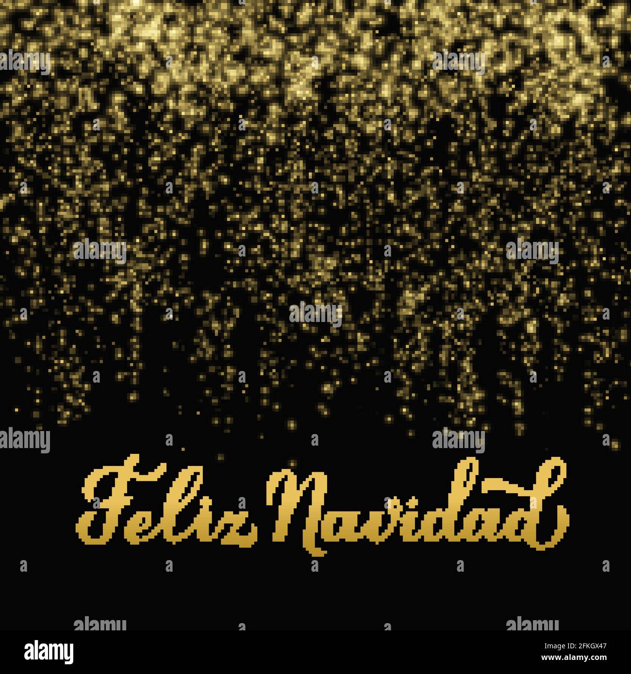 Feliz Navidad calligraphy hand lettering on shiny gold sparkles ...