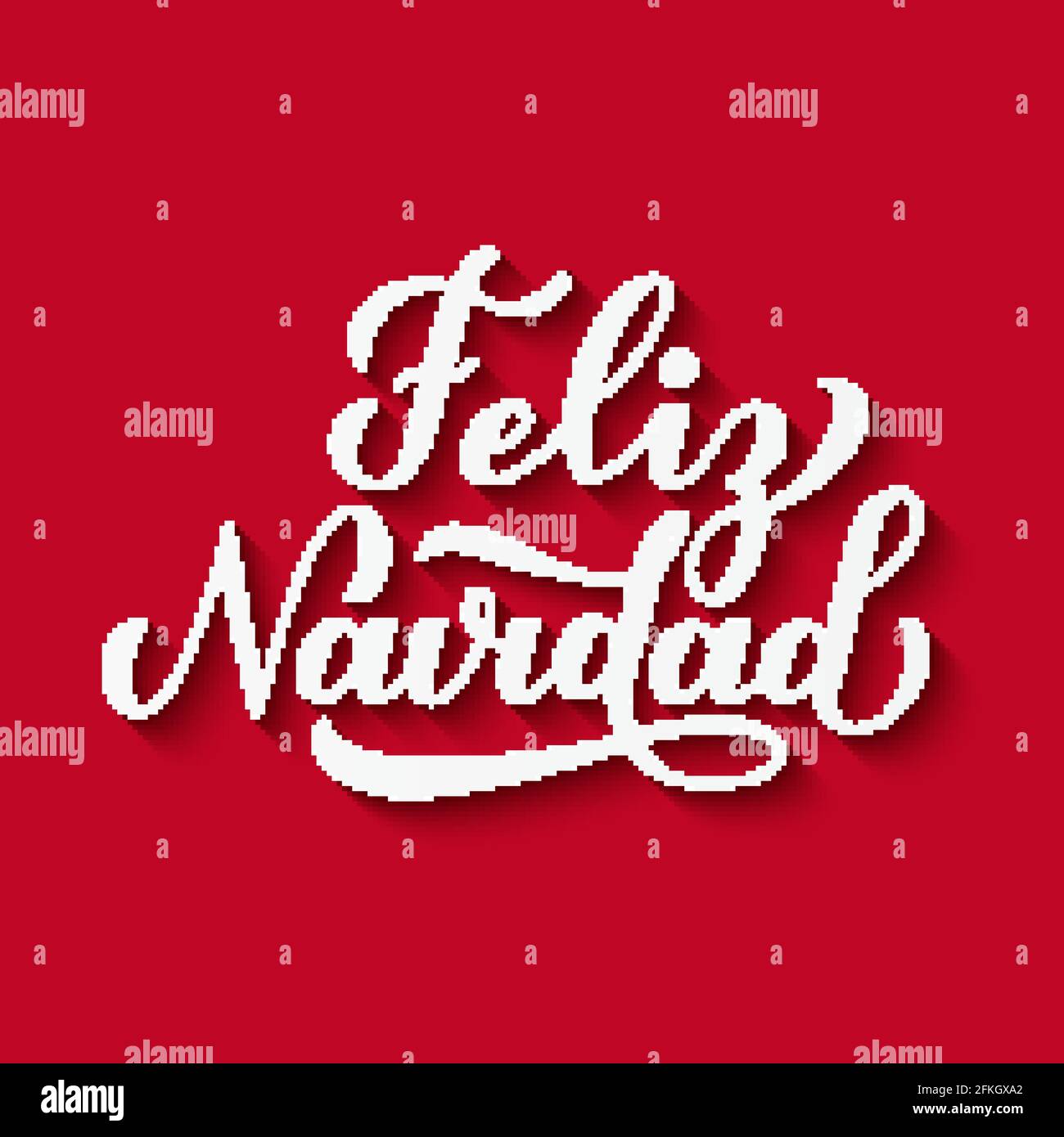 Feliz Navidad calligraphy hand lettering with shadow on red background ...