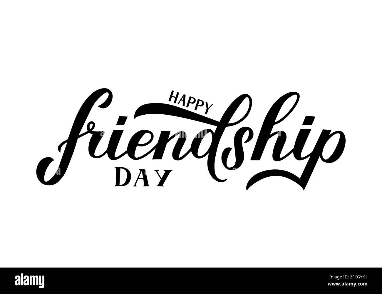 Happy Friendship Day Calligraphy Hand Lettering Isolated On White Easy Happy Friendship Day Calligraphy Hand Lettering Isolated On White Easy