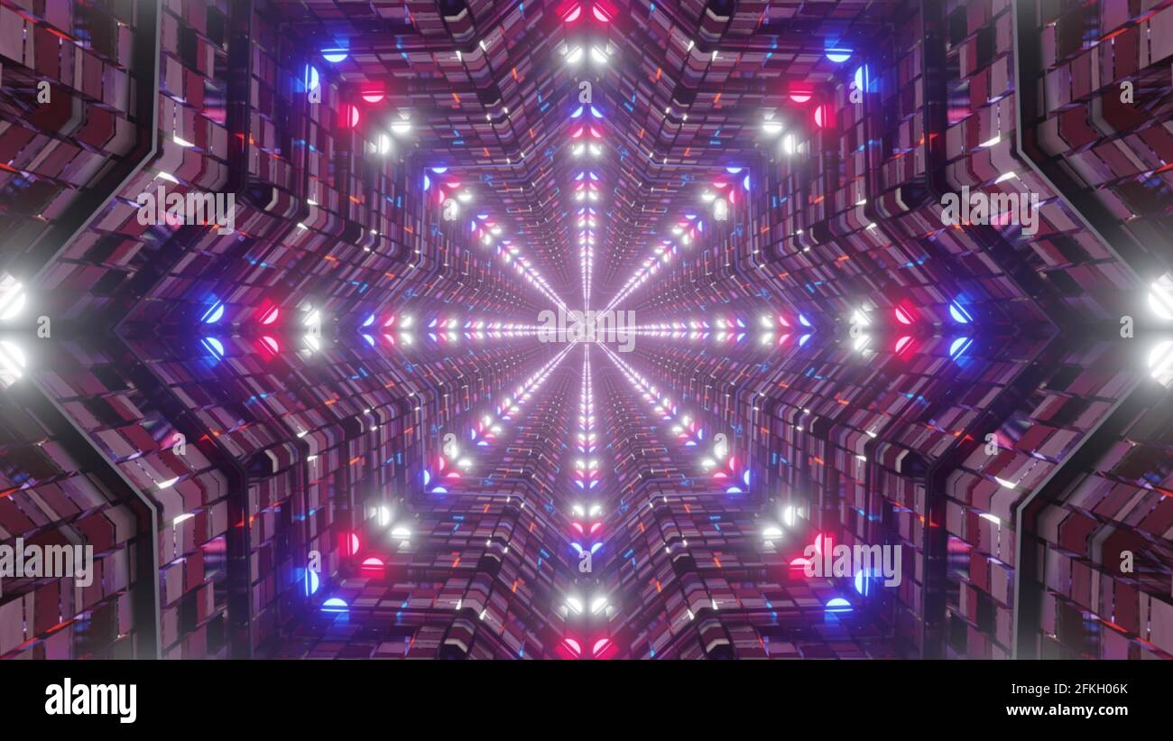 3D rendering of abstract tunnel corridor with glowing lights Stock ...