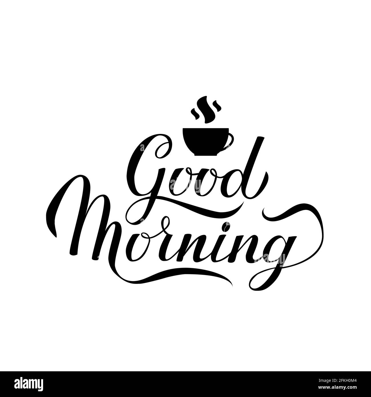 Good Morning calligraphy hand lettering with cup of coffee isolated on ...