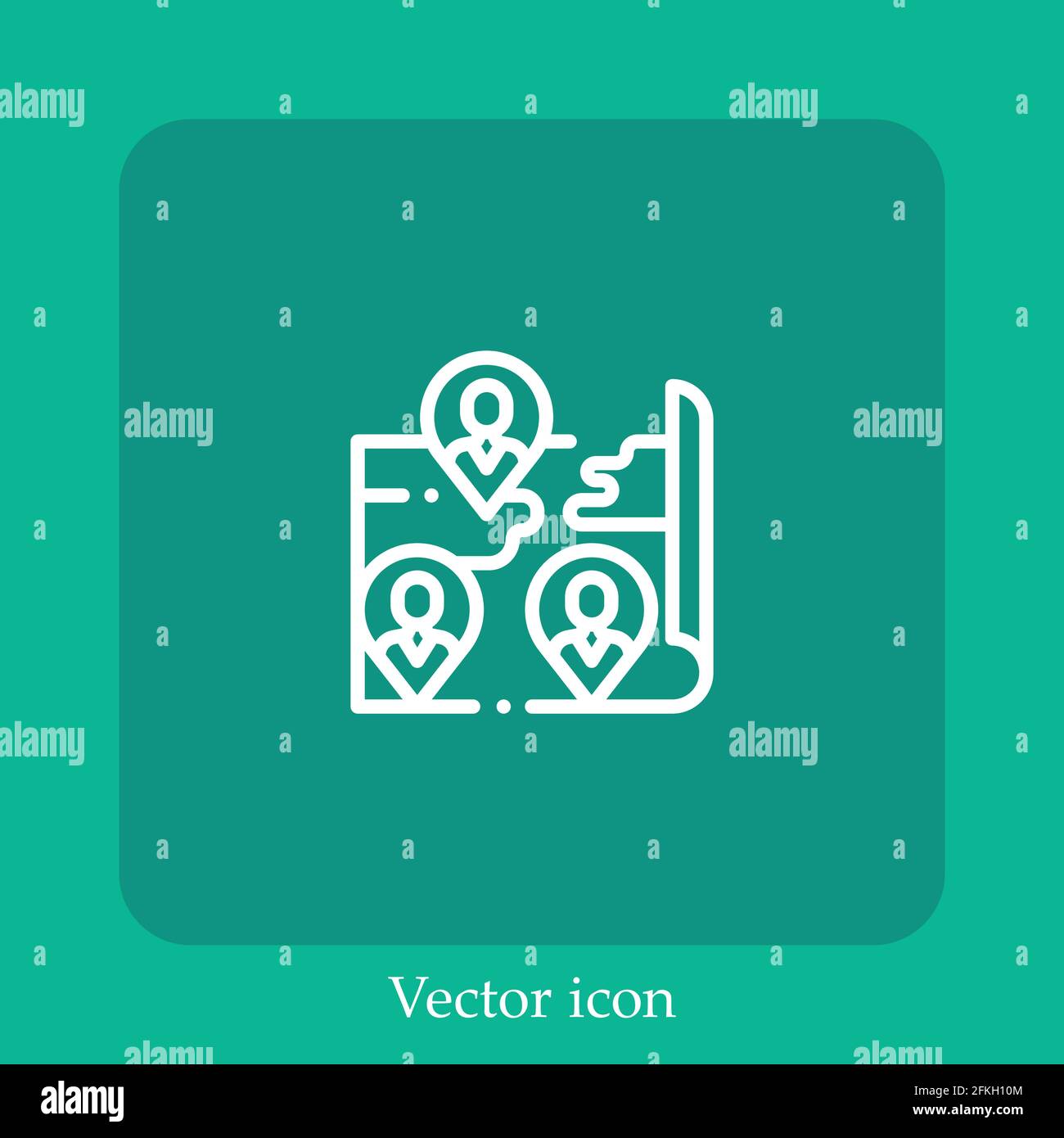 pin vector icon linear icon.Line with Editable stroke Stock Vector