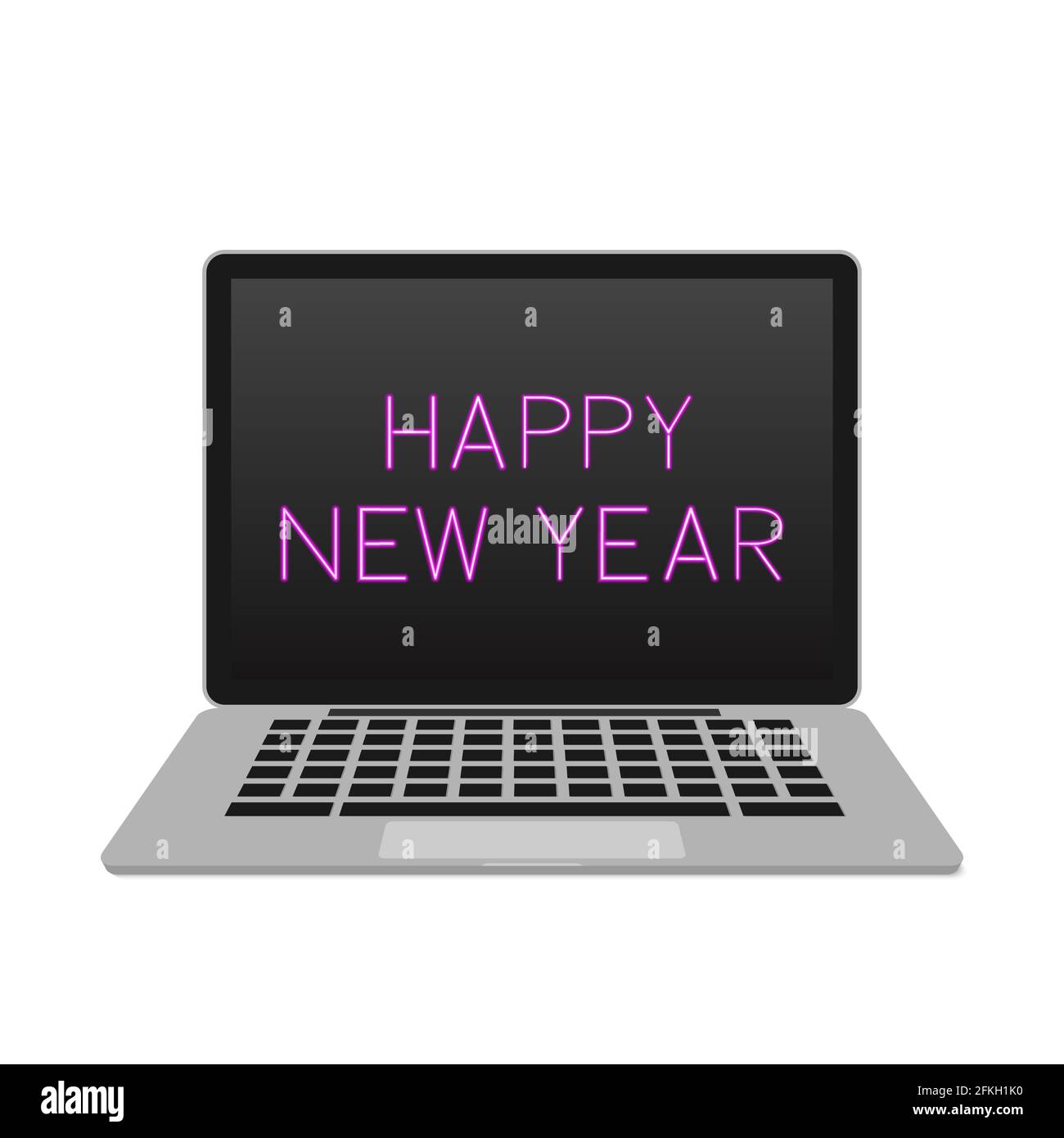 Happy New Year on laptop screen. Holidays vector illustration. Bright hot  pink neon sign on monitor of portable computer. Desktop wallpapers. Easy to  Stock Vector Image & Art - Alamy