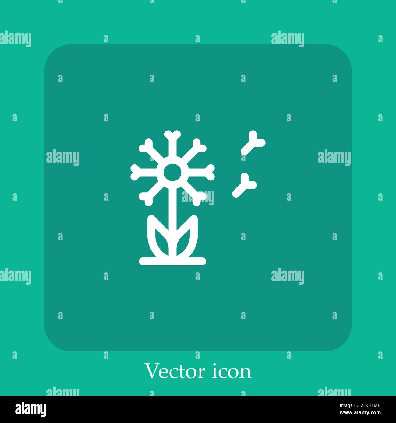 dandelion vector icon linear icon.Line with Editable stroke Stock Vector