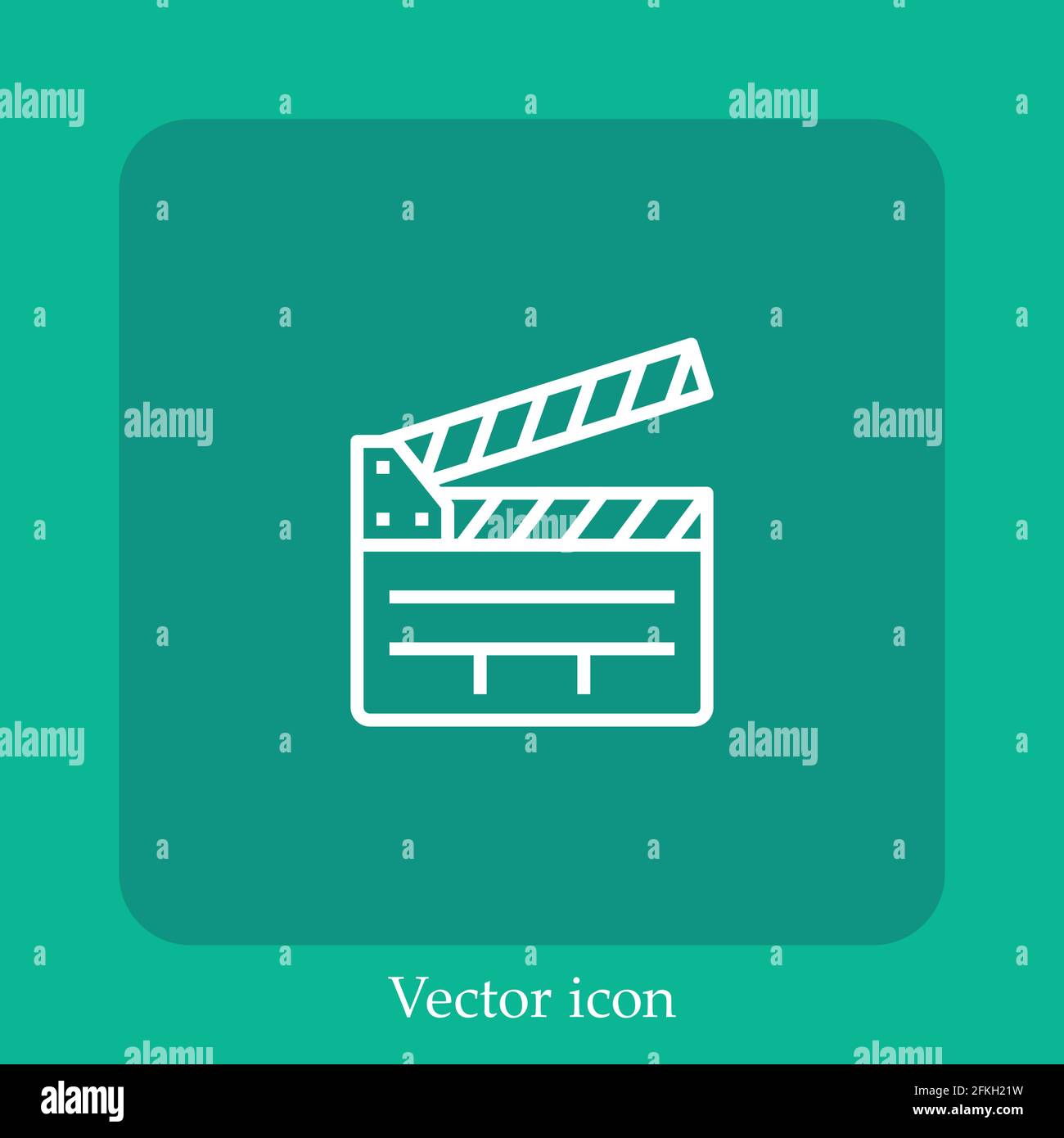 clapperboard vector icon linear icon.Line with Editable stroke Stock Vector