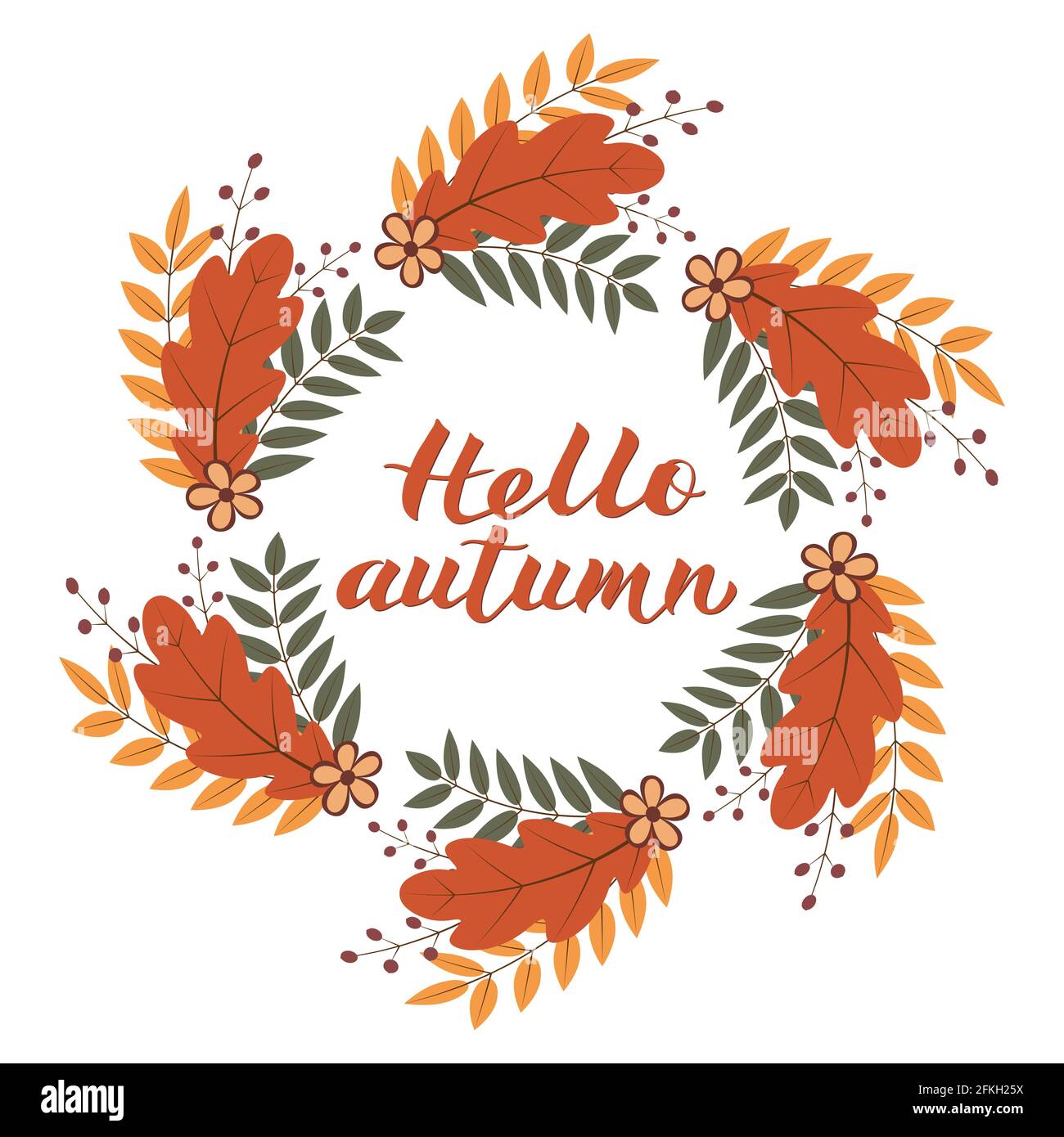 Hello Autumn written with brush pen. Calligraphy handwritten lettering ...