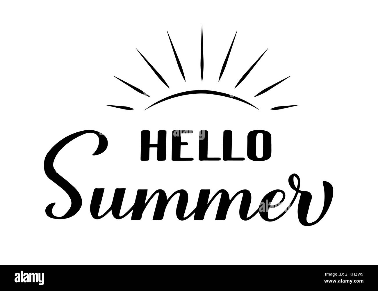 Hello summer calligraphy lettering isolated on white. Inspirational ...