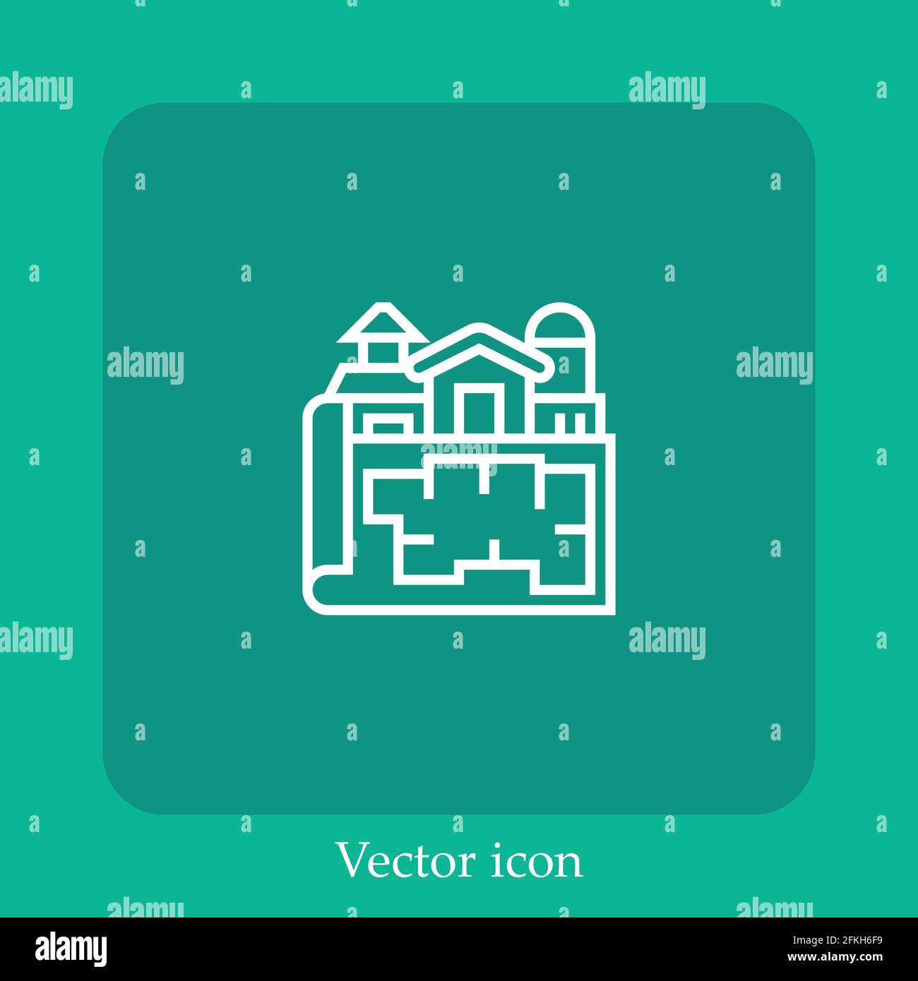 blueprint vector icon linear icon.Line with Editable stroke Stock Vector