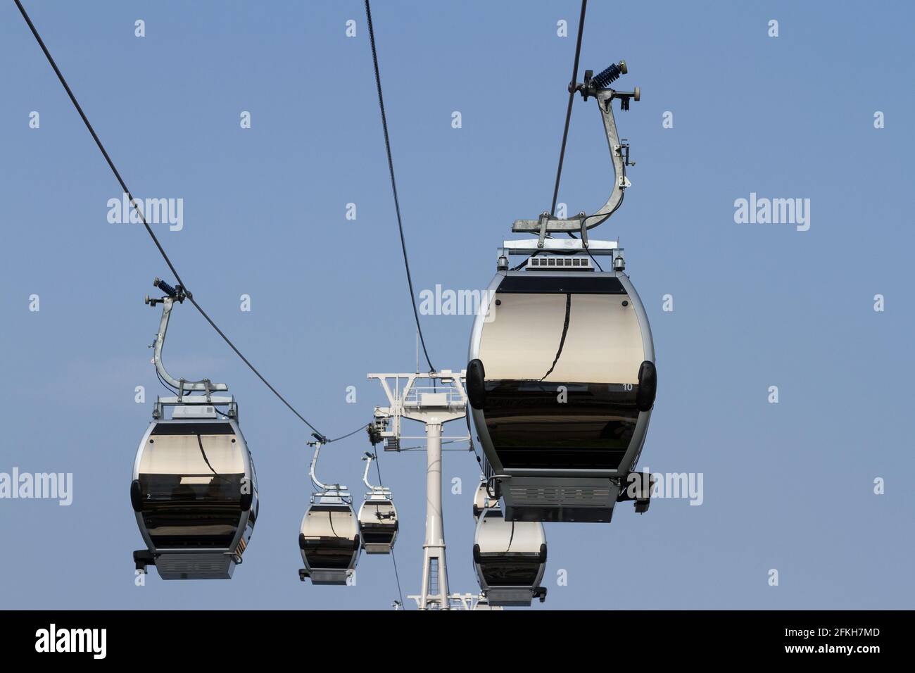 Gondolas on the Yokohama Air Cabin in Minato Mirai, Yokohama, Japan. Stock Photo
