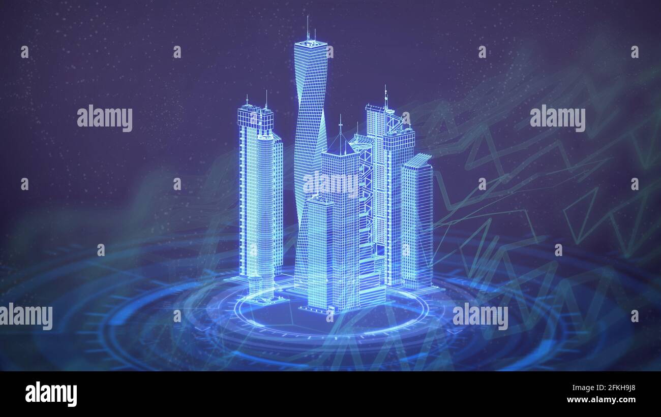 poligonal city buildings 3d renders, cg 3d illustration of industry ...