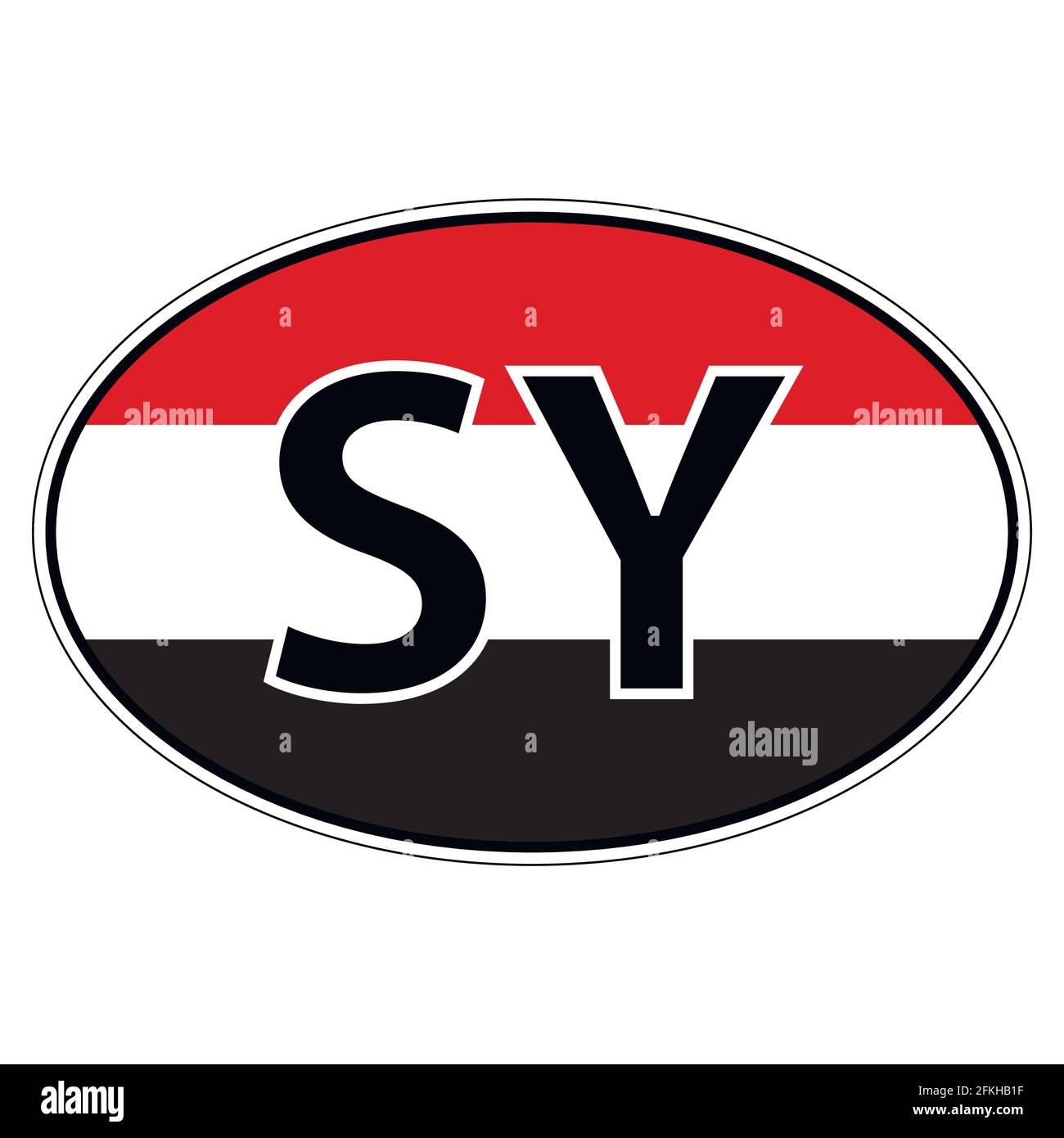 Sticker on car, flag Syria, Syrian Arab Republic Stock Vector
