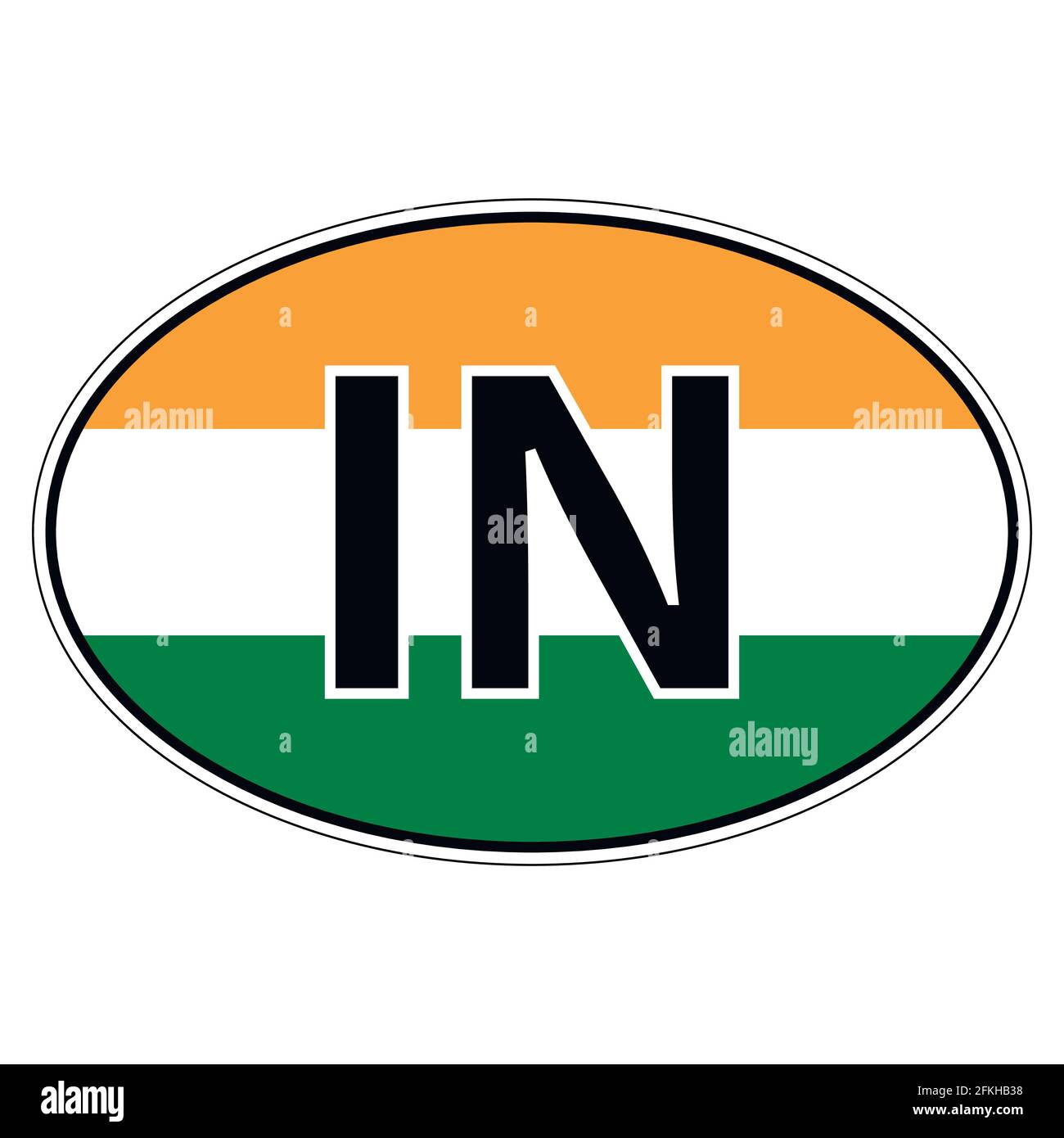 Sticker on car, flag of Republic of India Stock Vector