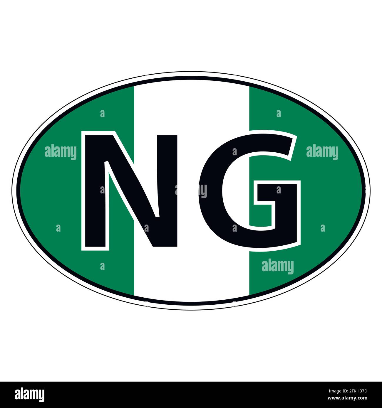 Sticker on car, flag Federal Republic of Nigeria Stock Vector