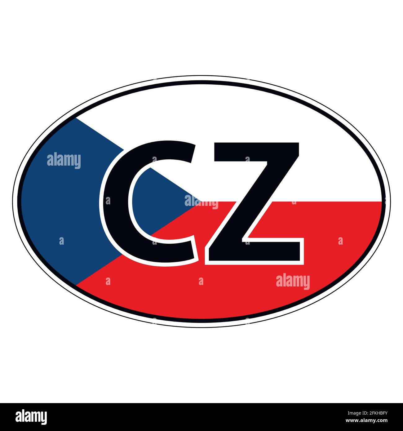 Sticker on car, flag Czechia, Chech, Czech Republic Stock Vector