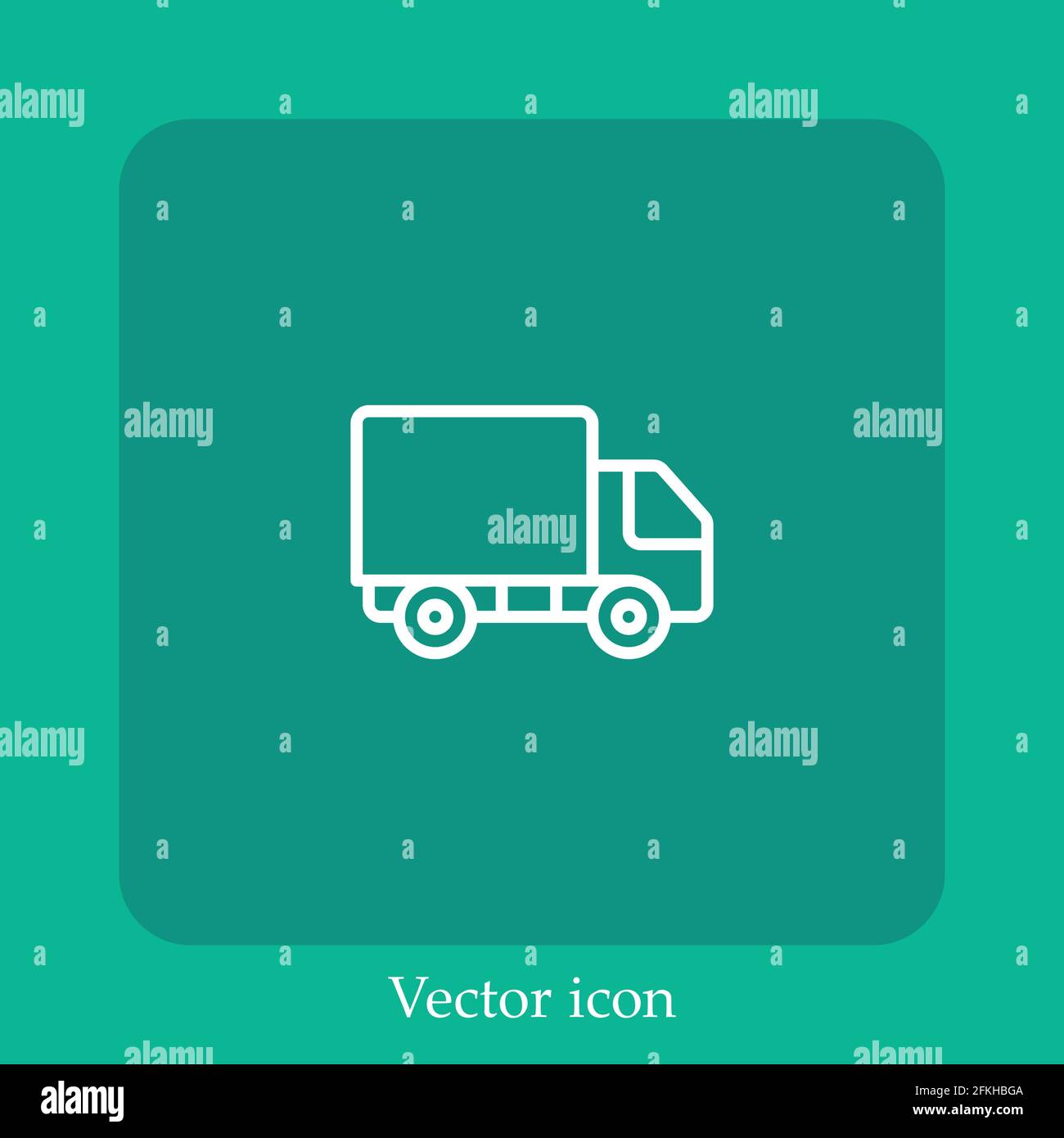 lorry vector icon linear icon.Line with Editable stroke Stock Vector