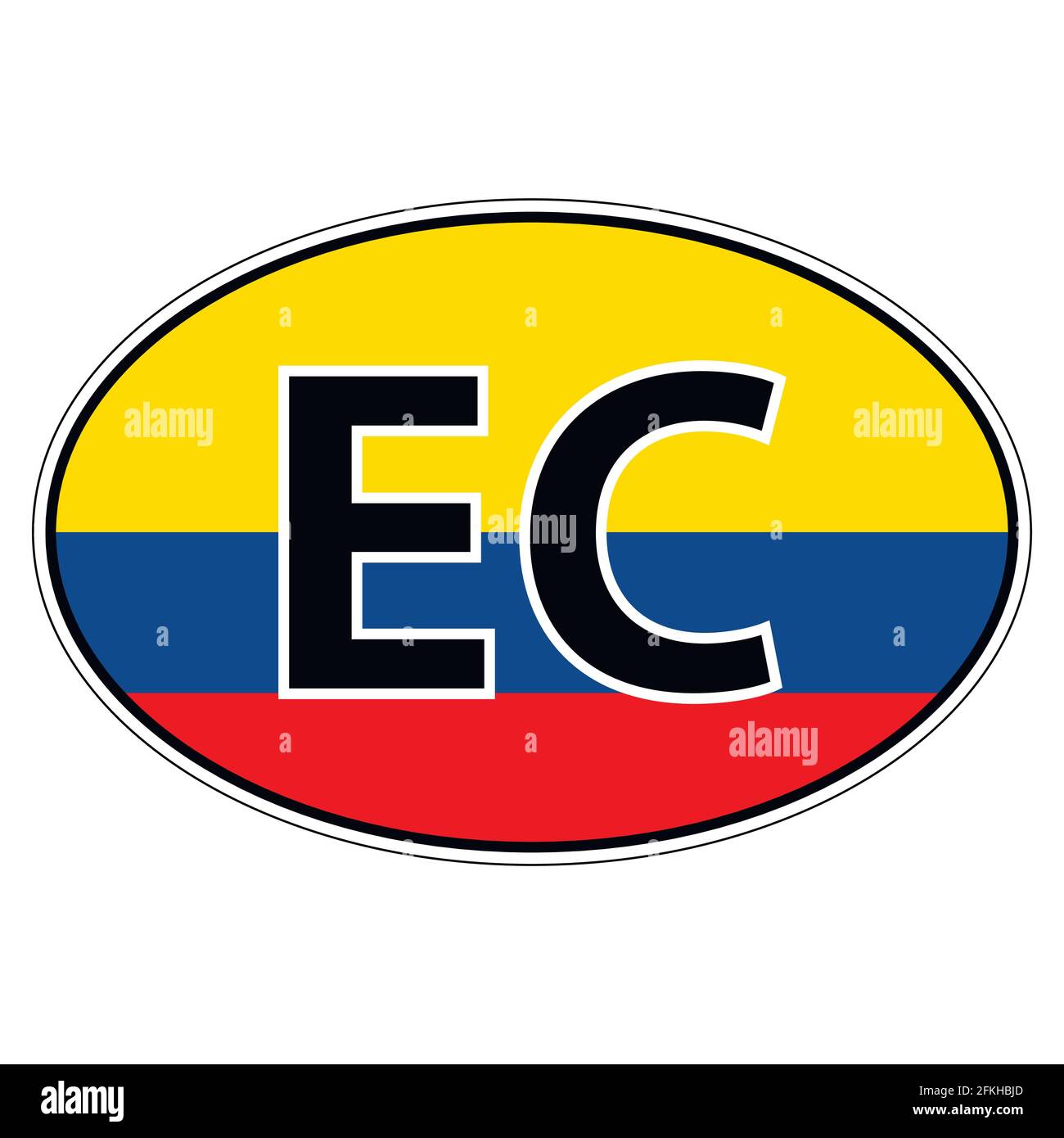 Sticker on car, flag Ecuador Stock Vector