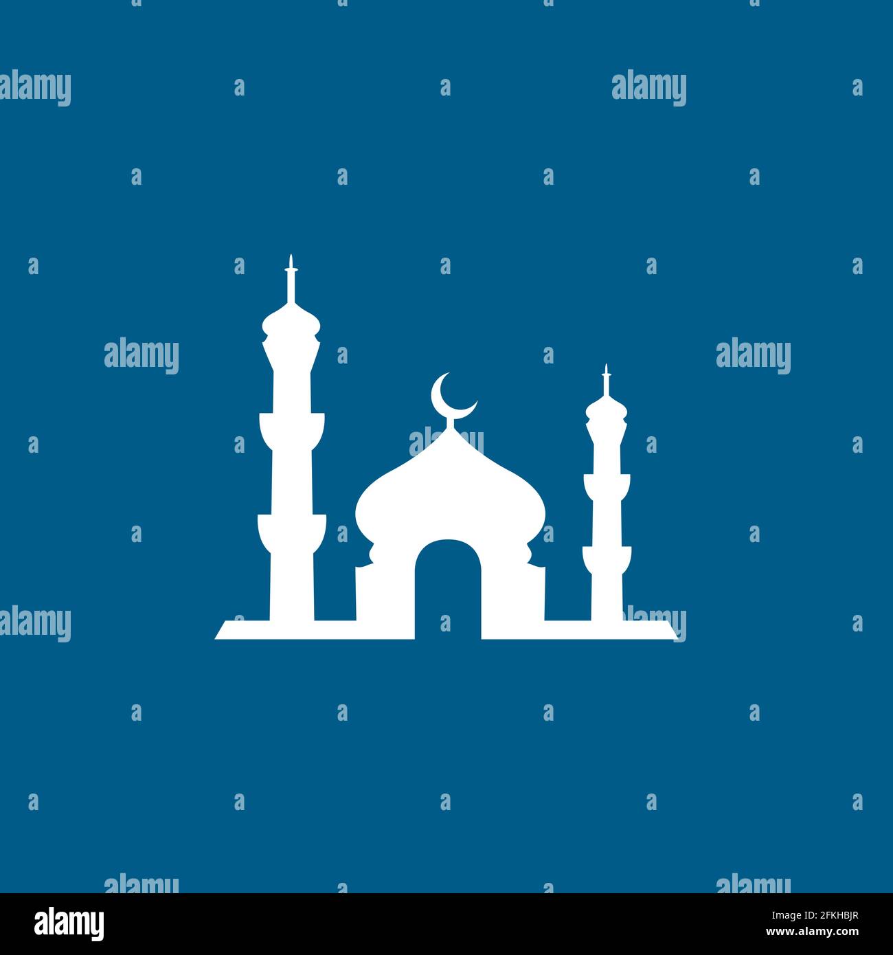 Mosque Icon On Blue Background. Blue Flat Style Vector Illustration ...