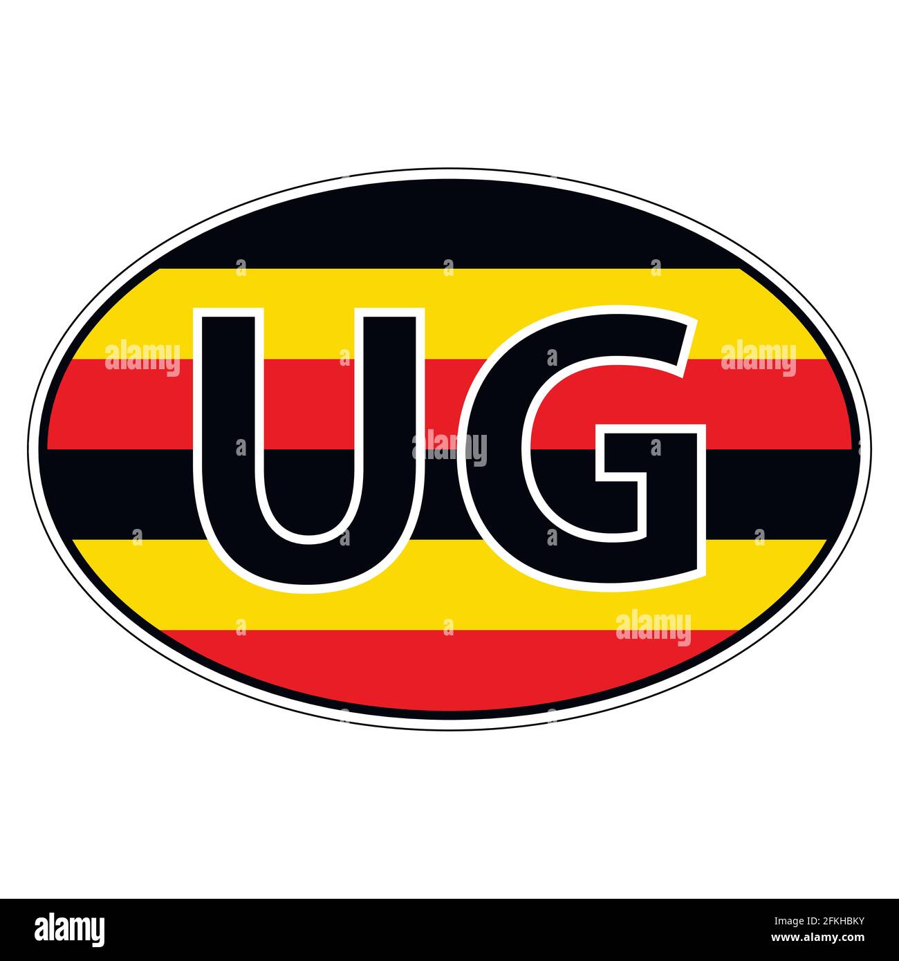 Sticker on car, flag Republic Uganda Stock Vector