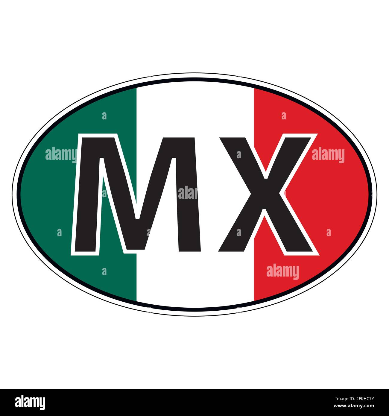 Sticker on car, flag United Mexican States Stock Vector