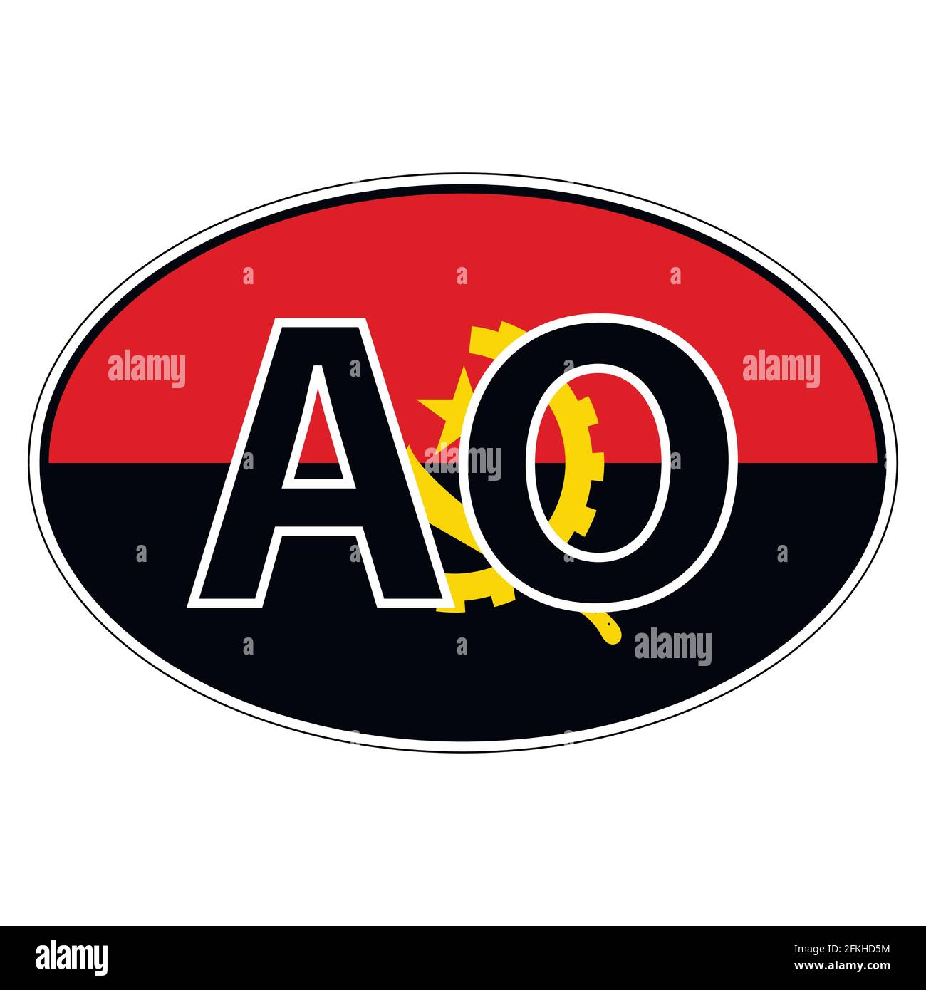 Sticker on car, flag Angola Stock Vector