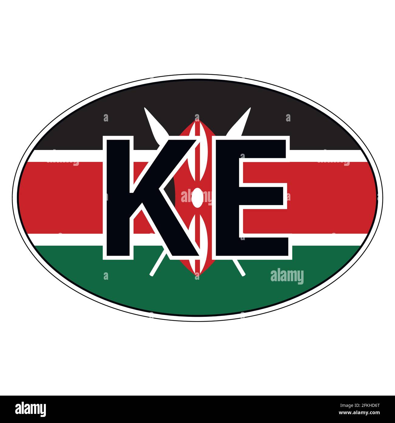 Sticker on car, flag Republic Kenya Stock Vector