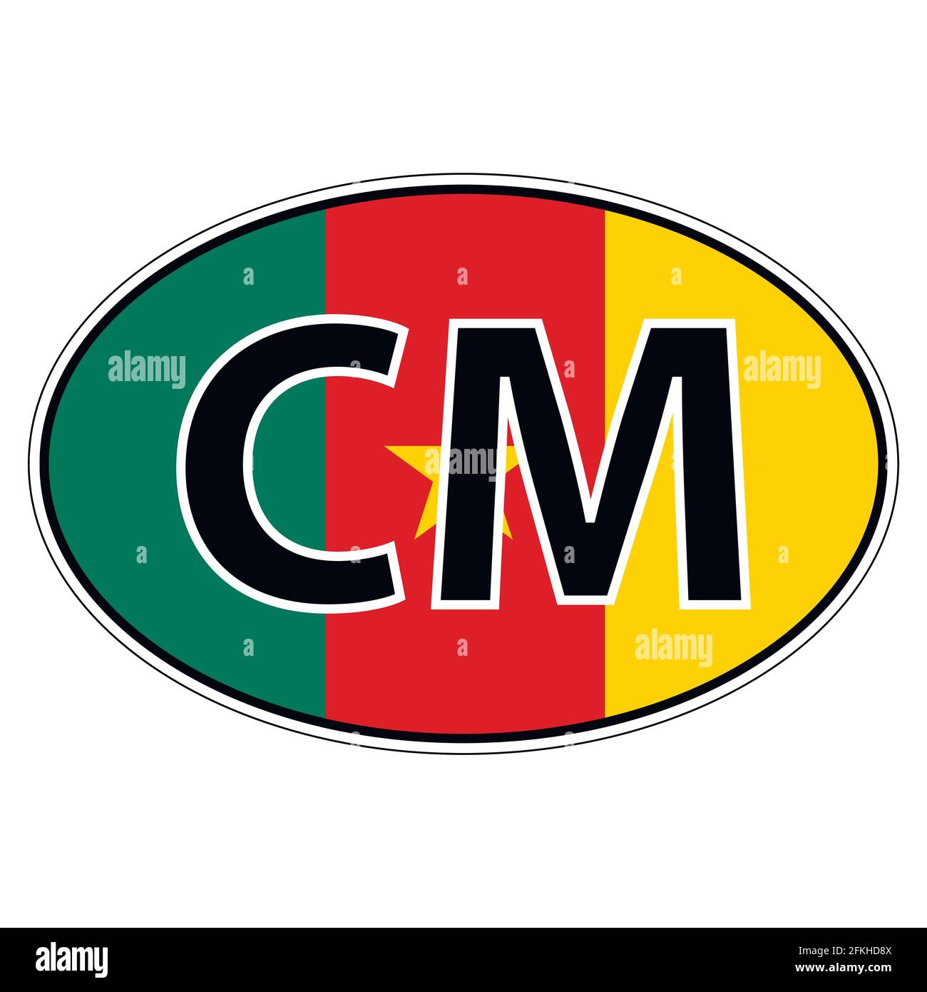 Sticker on car, flag Republic Cameroon Stock Vector